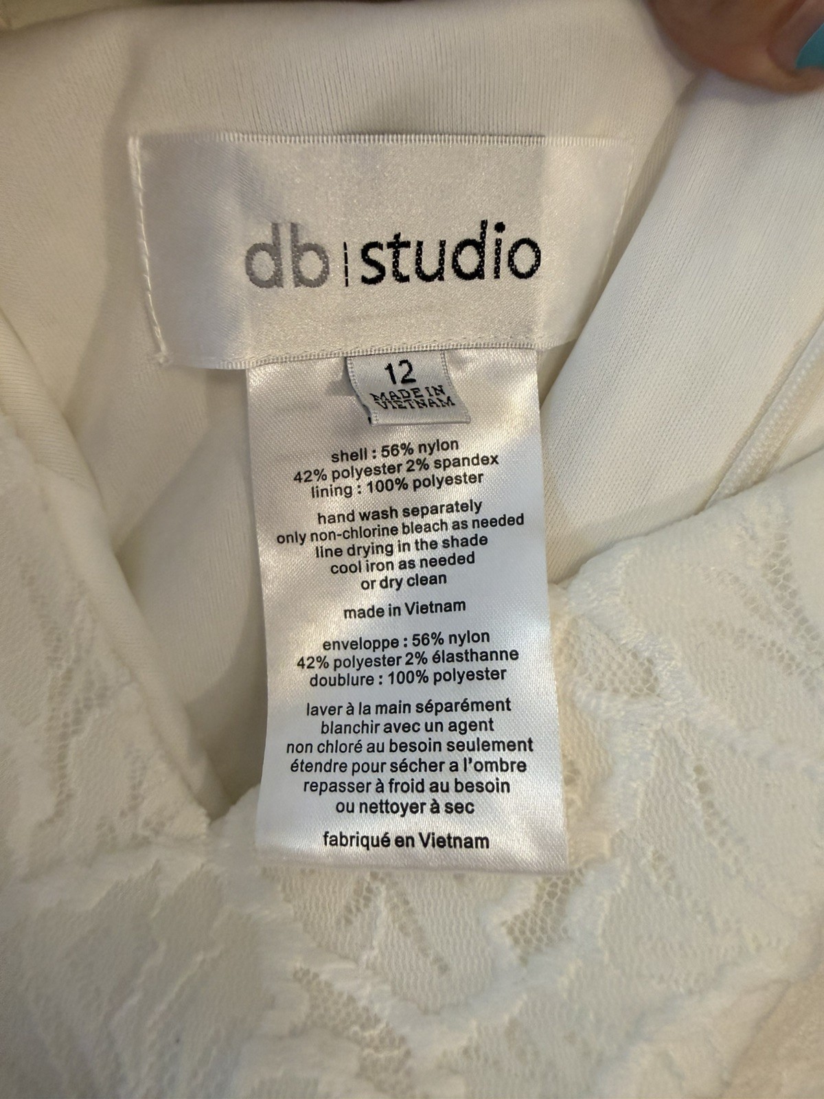Davids Bridal Soft White Cap Lace Dress With Scalloped Keyhole Back Sz 10 NWT