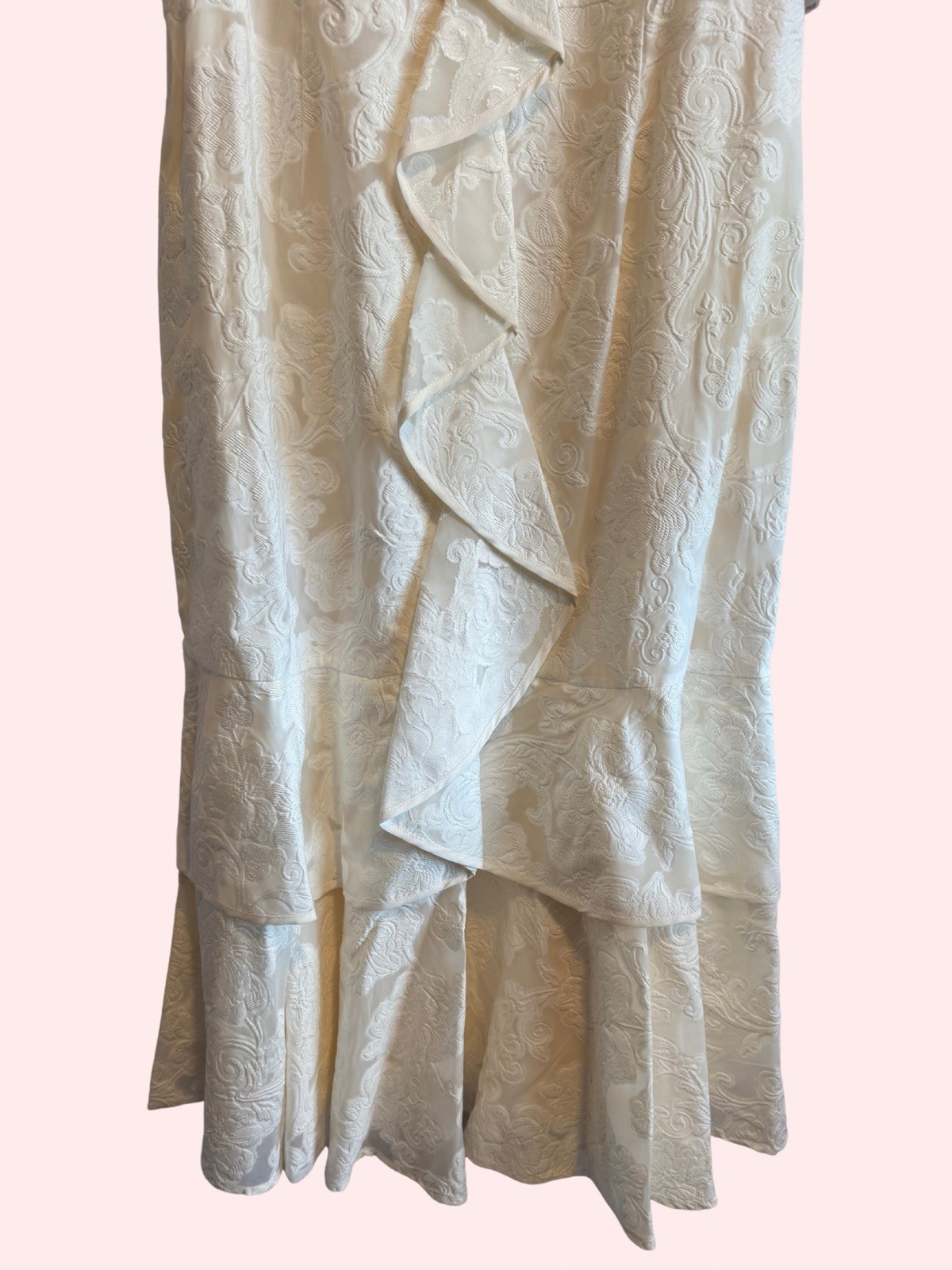 Tiered Ruffle Midi Dress Size 6 Wedding Shower Antonio Melani Ivory Jacquard NWT