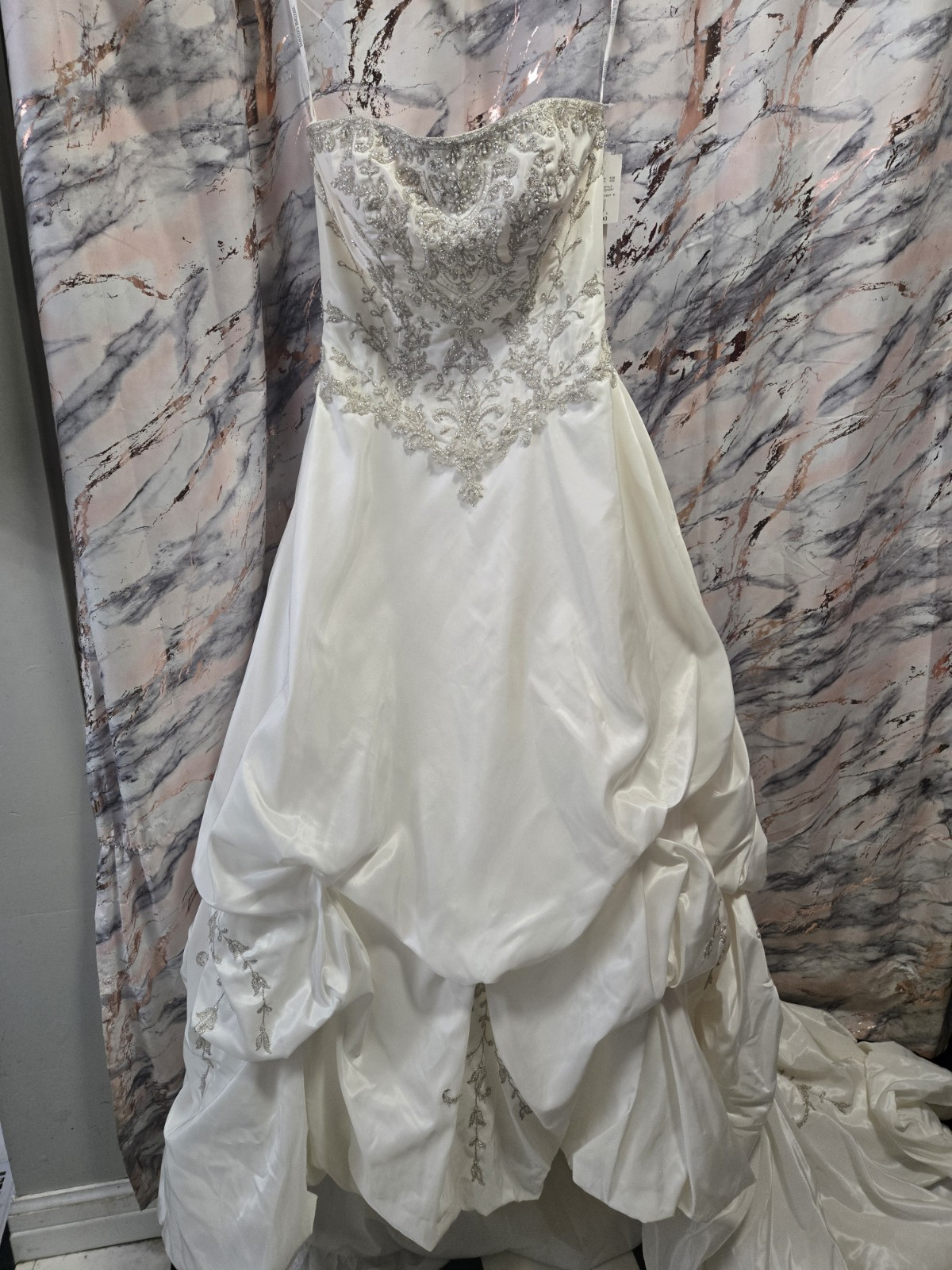 Venus Strapless Ivory Ball Gown Wedding Dress Taffeta Beading Embroidery Size 10