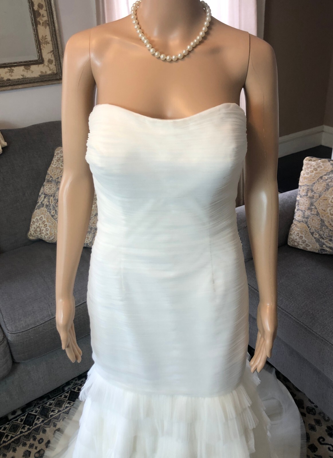 NEW Strapless Wedding Dress Sz 10 NWT $1,400 Strapless Ivory Gown Trumpet