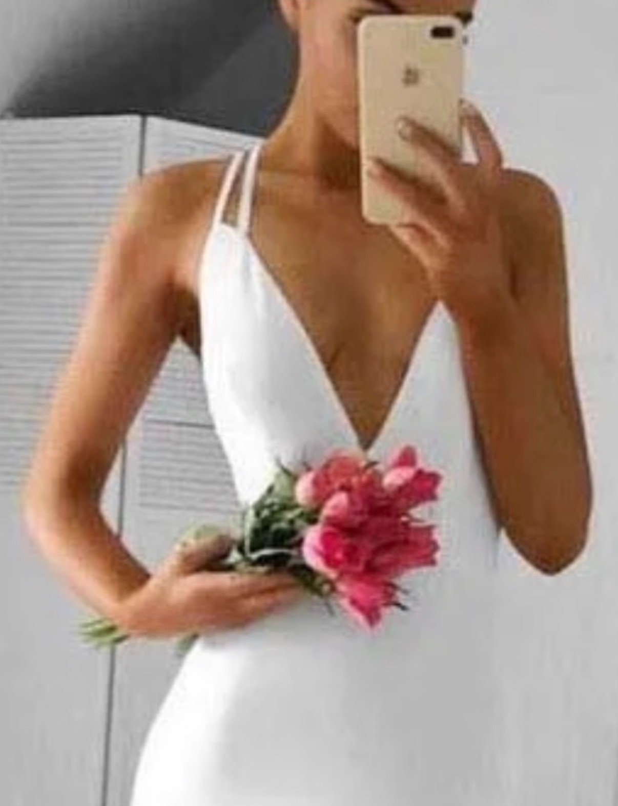 Stunning, low back mermaid wedding gown with deep V neck MISSACC