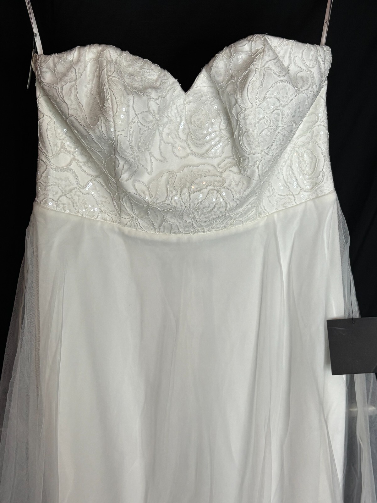 NEW Lulu’s Strapless White Chiffon Midi Reception Dress Bridal Gown Wedding S