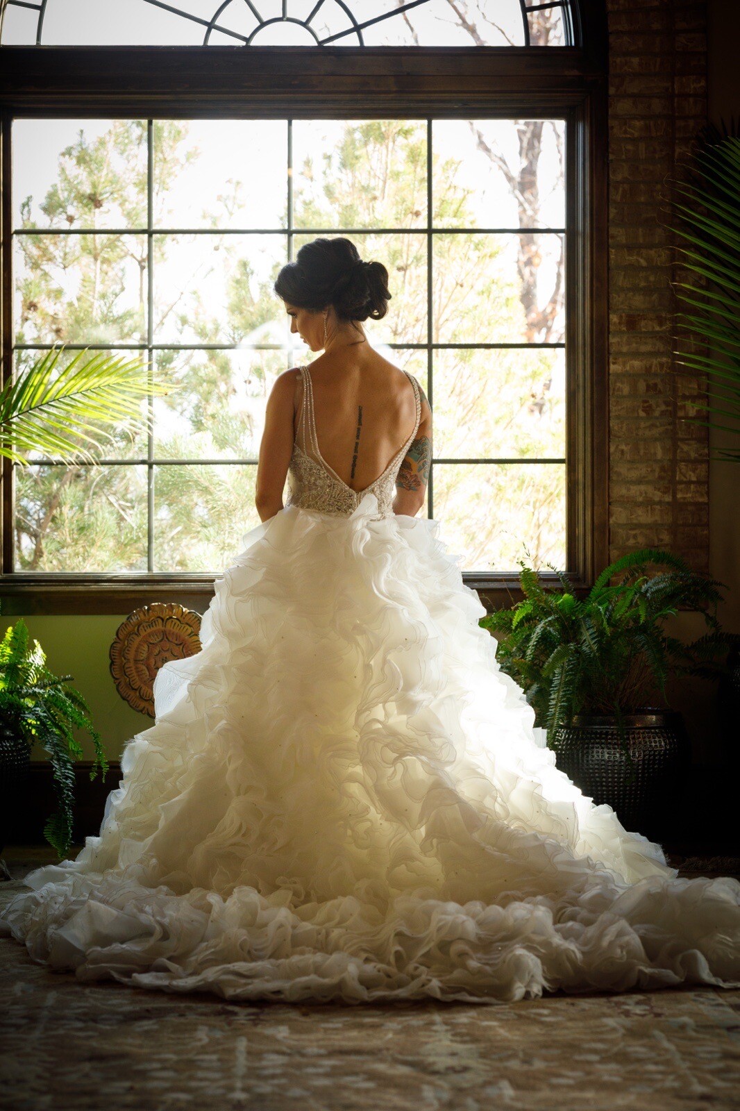 Beautiful Mermaid Beaded Wedding Dress Detachable Ruffle Rhinestone Train Custom
