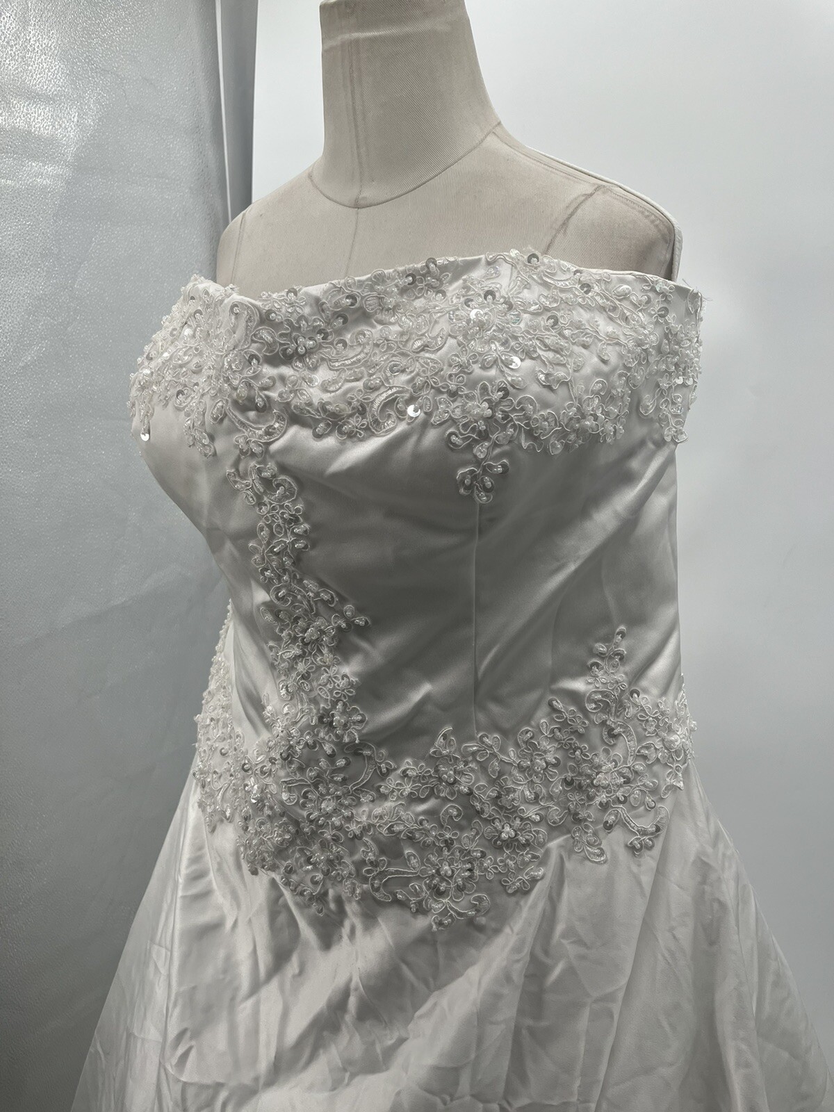 Women’s Beaded Sleeveless Corset Back White Wedding Bridal Dress Custom Size