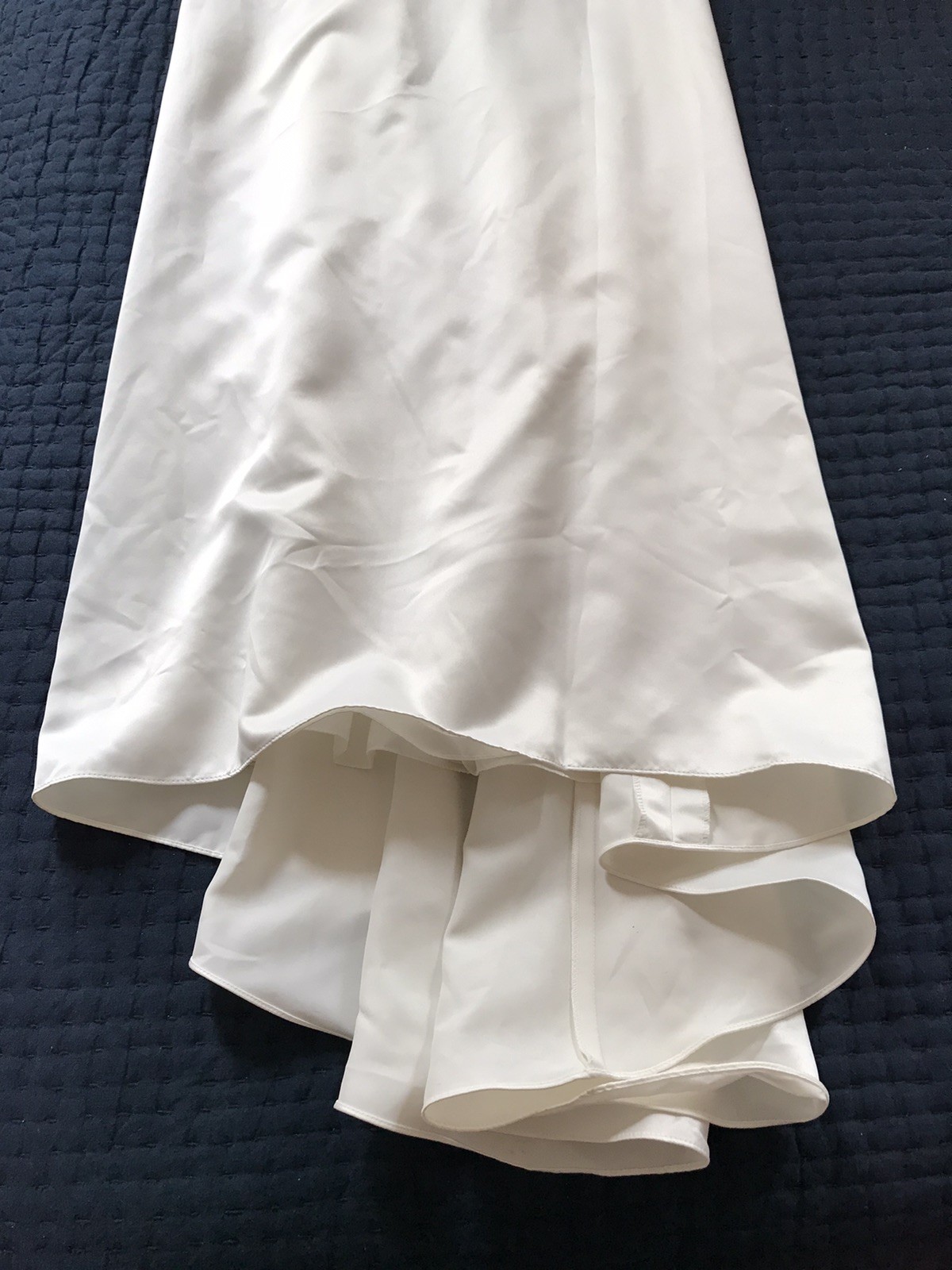 Galina Ivory Strapless Wedding Dress Satin Pleat Top Size 4 Court Train