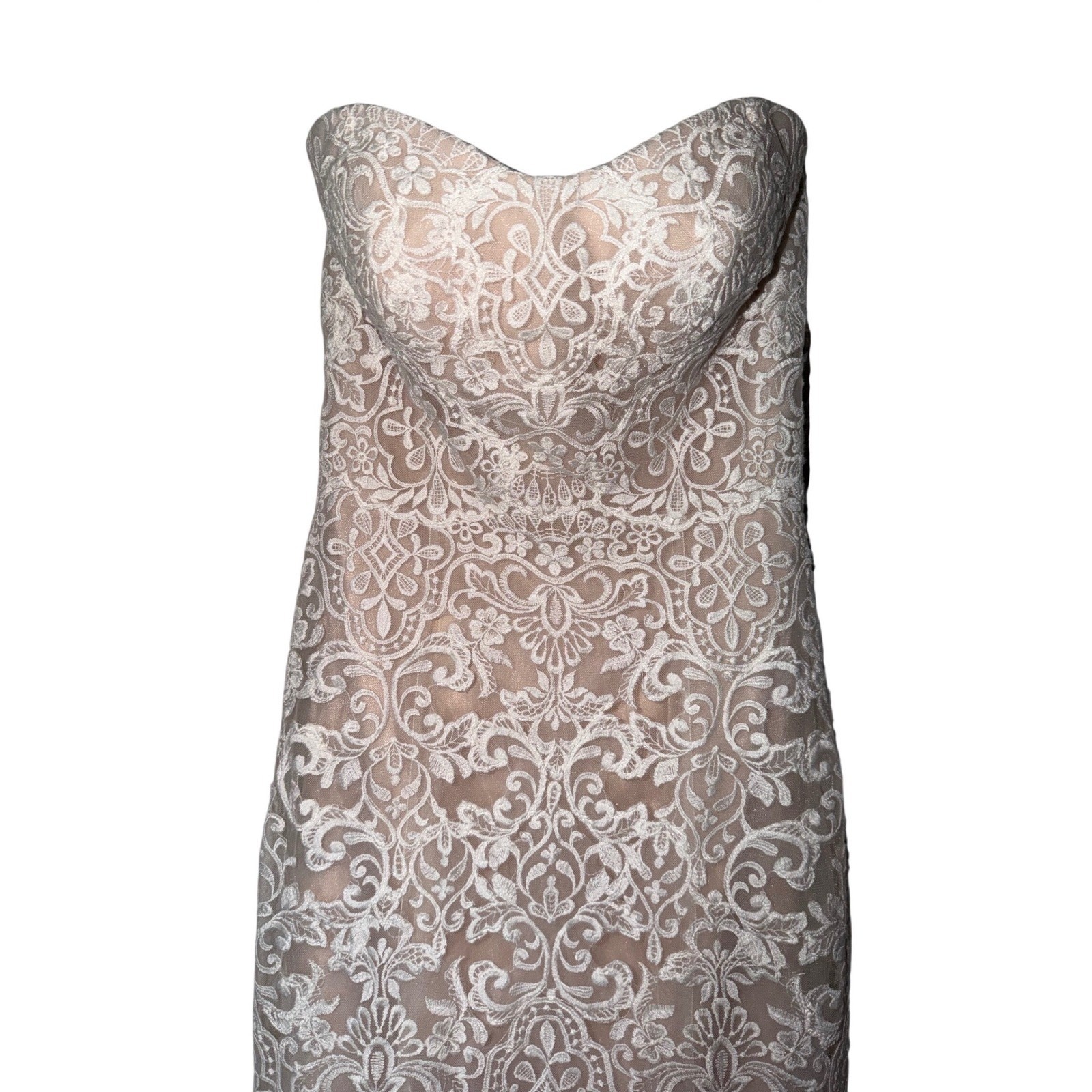 Allure Strapless Lace Mermaid Wedding Gown Ivory Champagne Sweetheart Train 4S