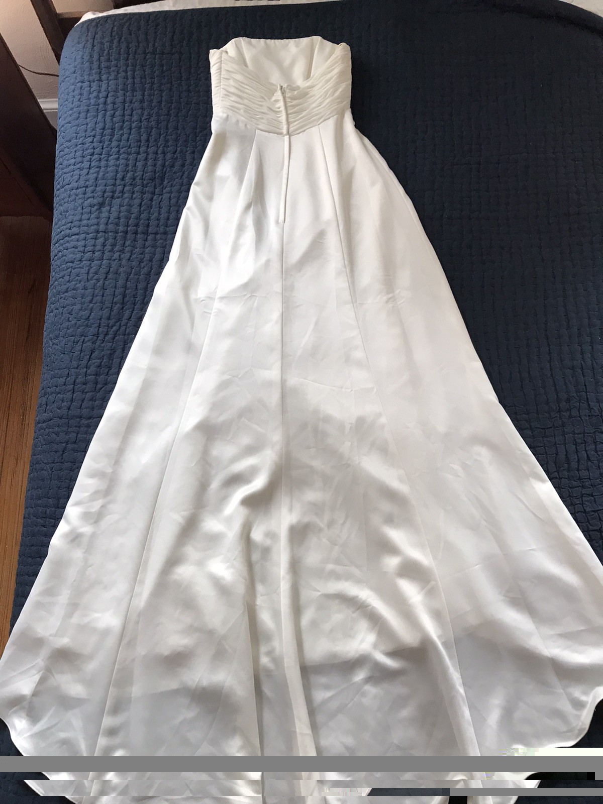 Galina Ivory Strapless Wedding Dress Satin Pleat Top Size 4 Court Train