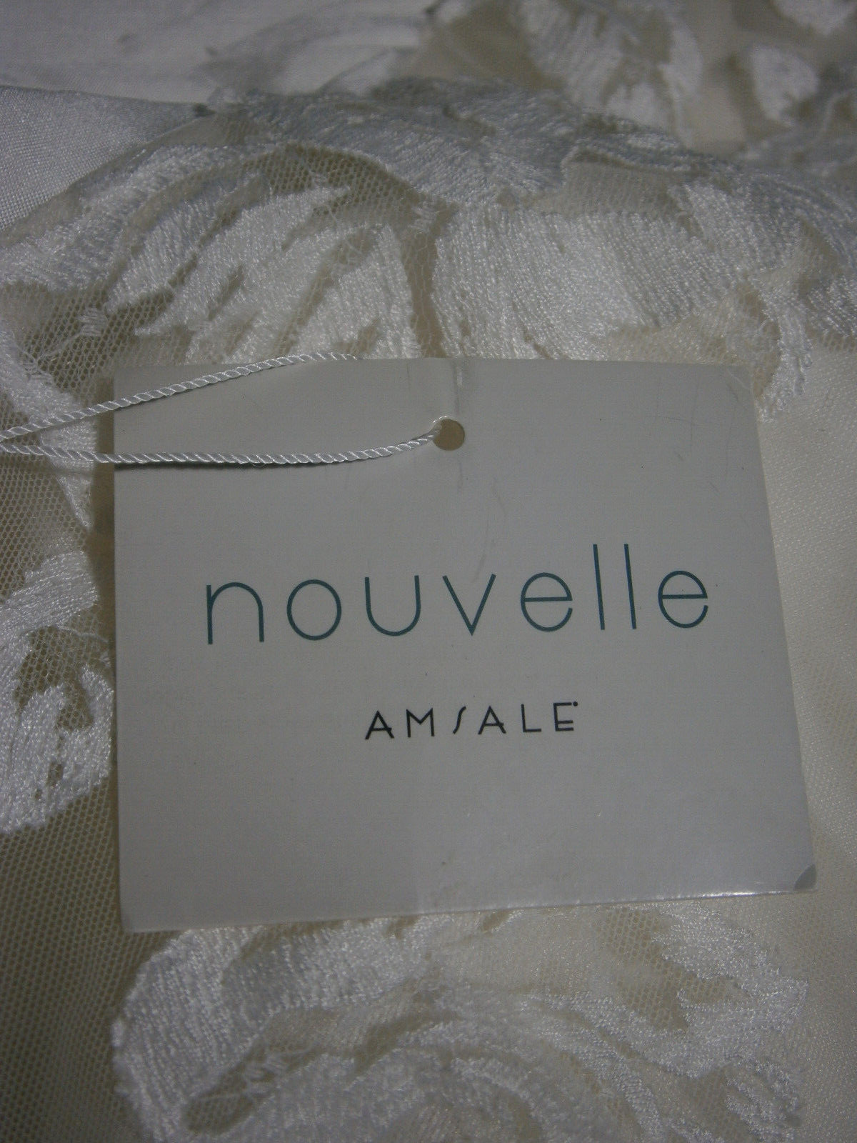 Nouvelle Amsale Wedding Dress 10 Pearl Wrap Satin Illusion Back Roses Modern