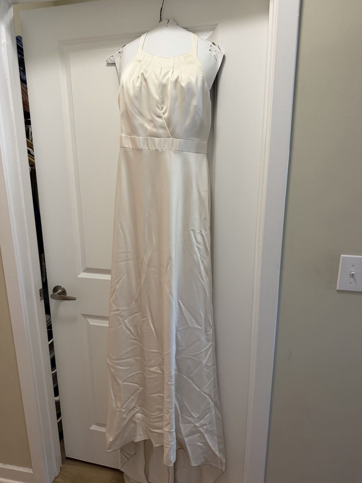J Crew Ivory 8 SilkPoly Halter Neck Sleeveless A-Line Full-Length Wedding Dress