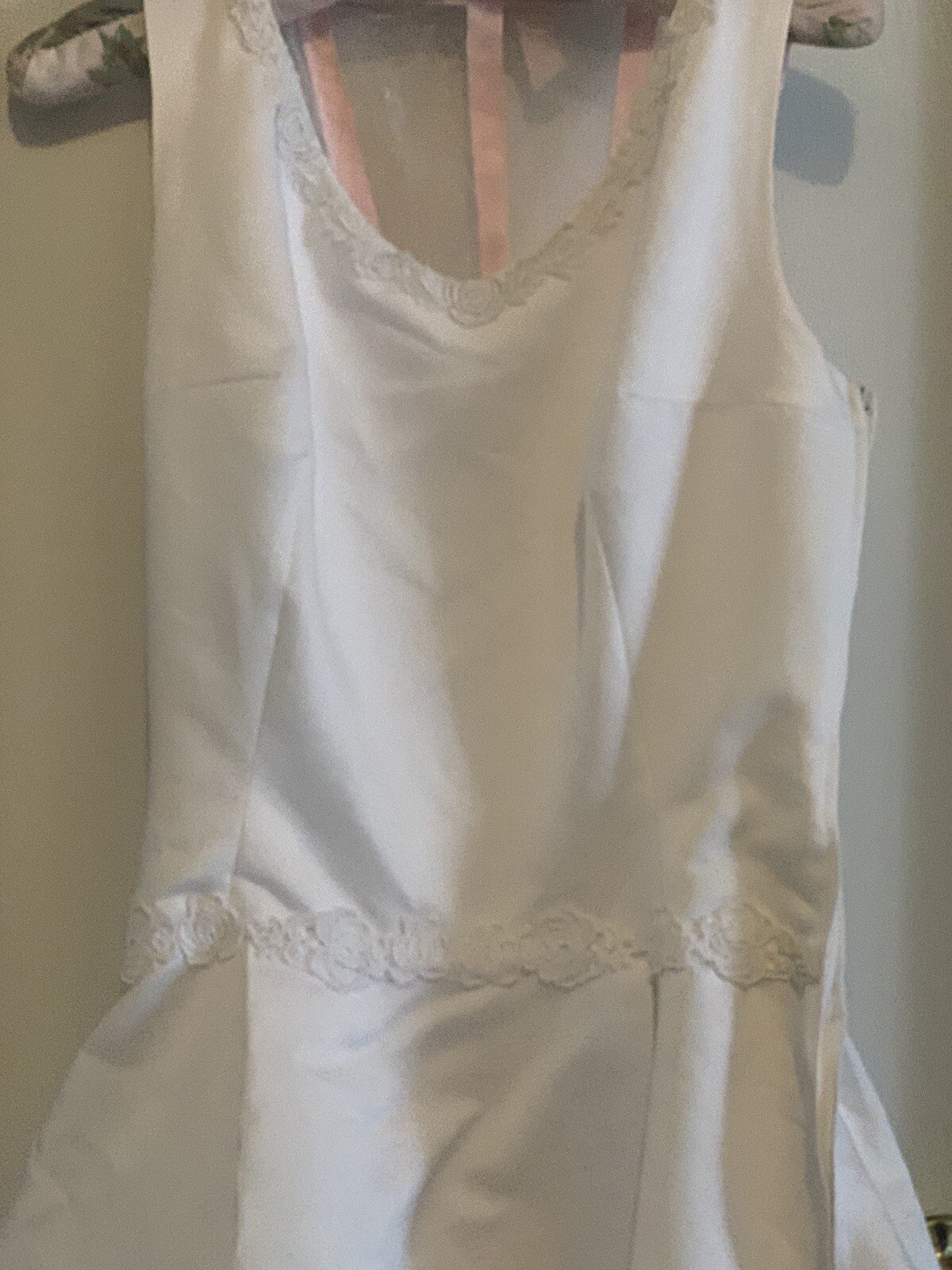 Vintage Pink/White Wedding Dress Sleveless Lace Appliques A Line Bridal PETITES