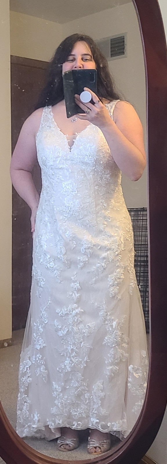 Lace And Tulle V Neck A Line Chapel Train Size 14P