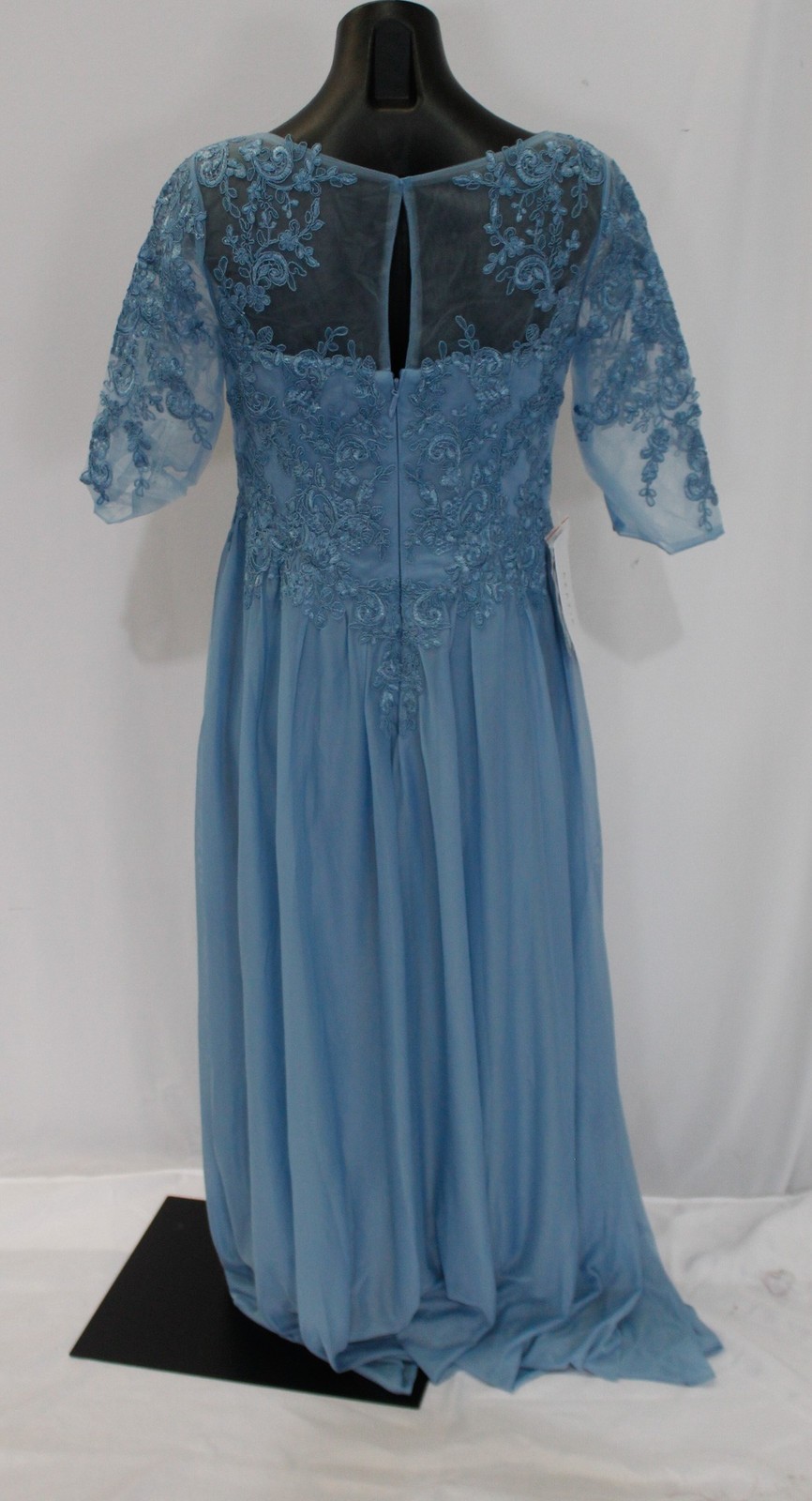 Azazie Women’s Harriet A-Line Scoop Lace Mesh Dress AP2 Steel Blue Size: A10