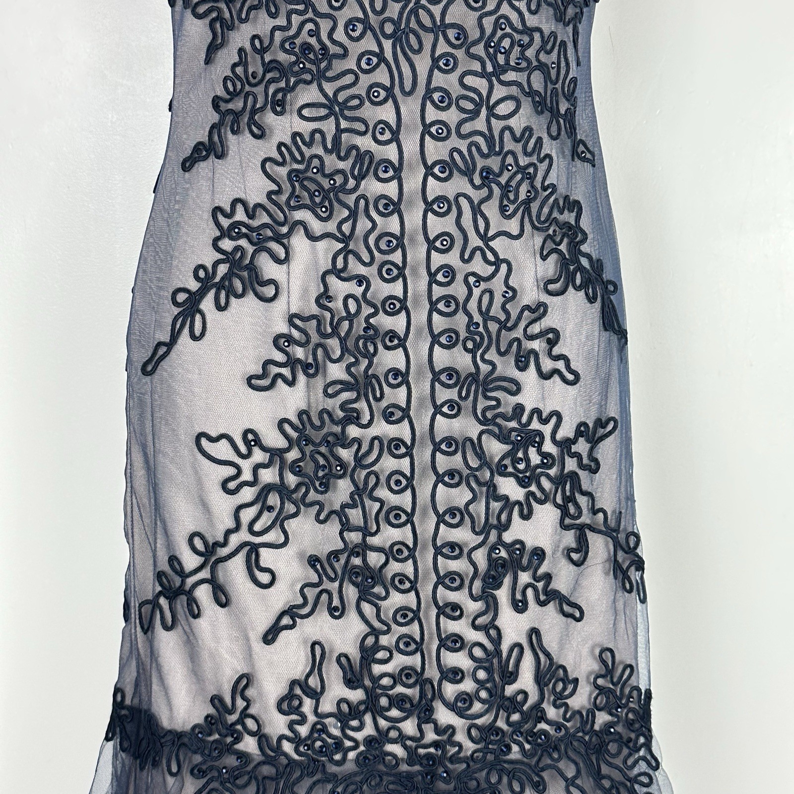 GLS by Gloria Navy Embellished Beaded Mermaid Gown Size S Formal Glam Princess