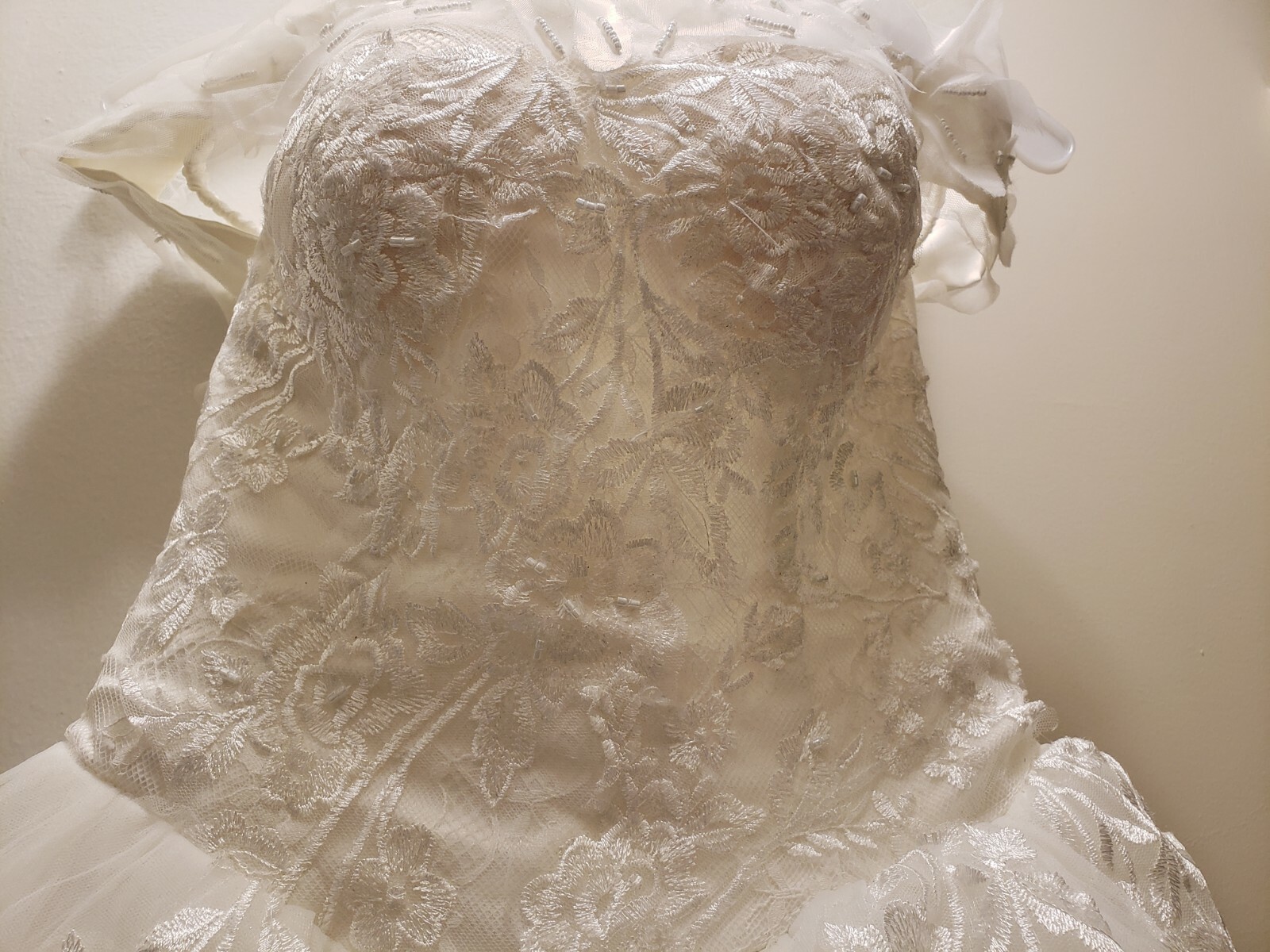 Wedding Dress A-Line Bridal Lace Adjustable Embroidered Ribbon Corset Ivory