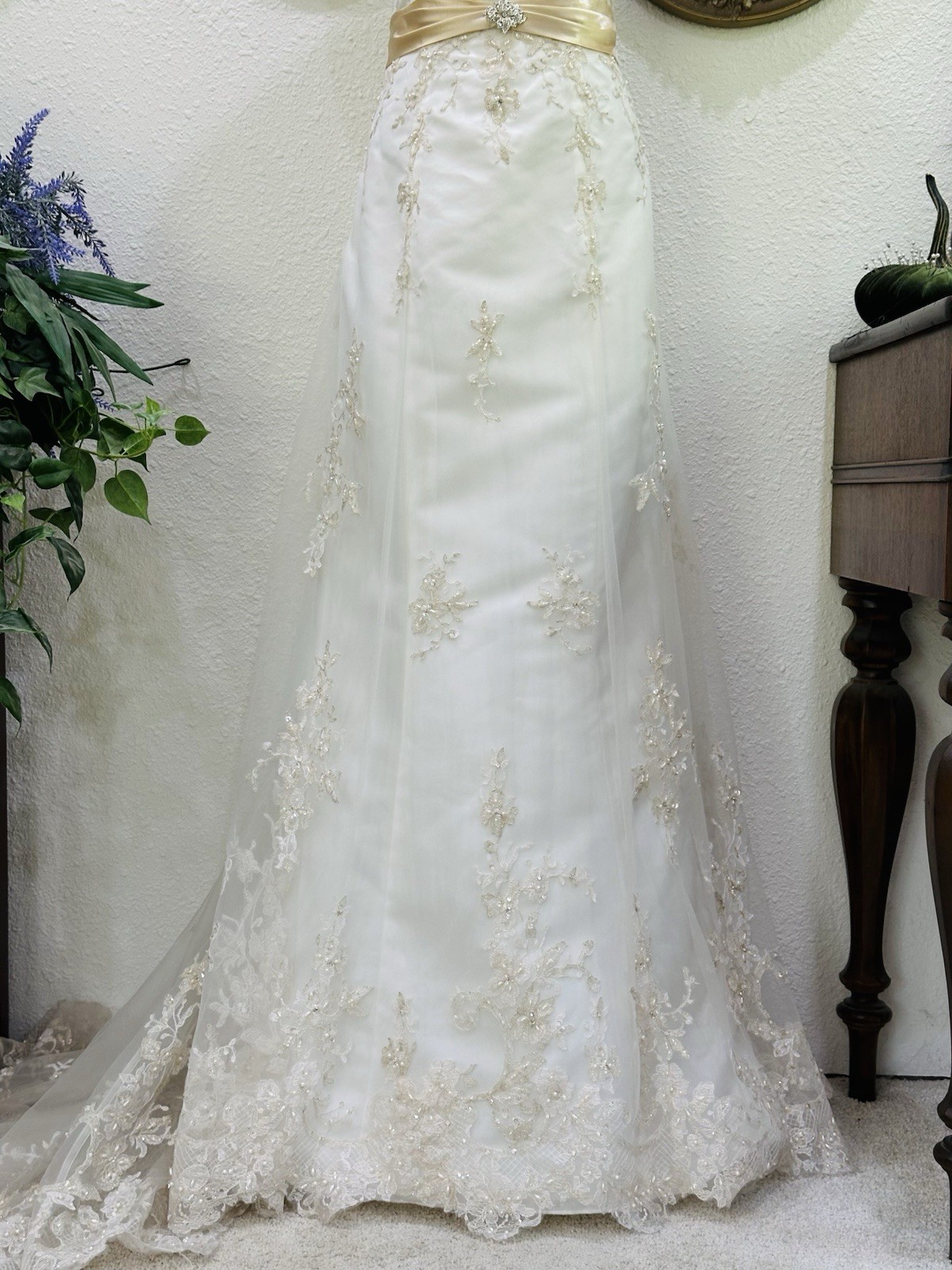 Vintage Alfred Angelo Wedding Dress | Champagne Embellished Lace Bridal Gown