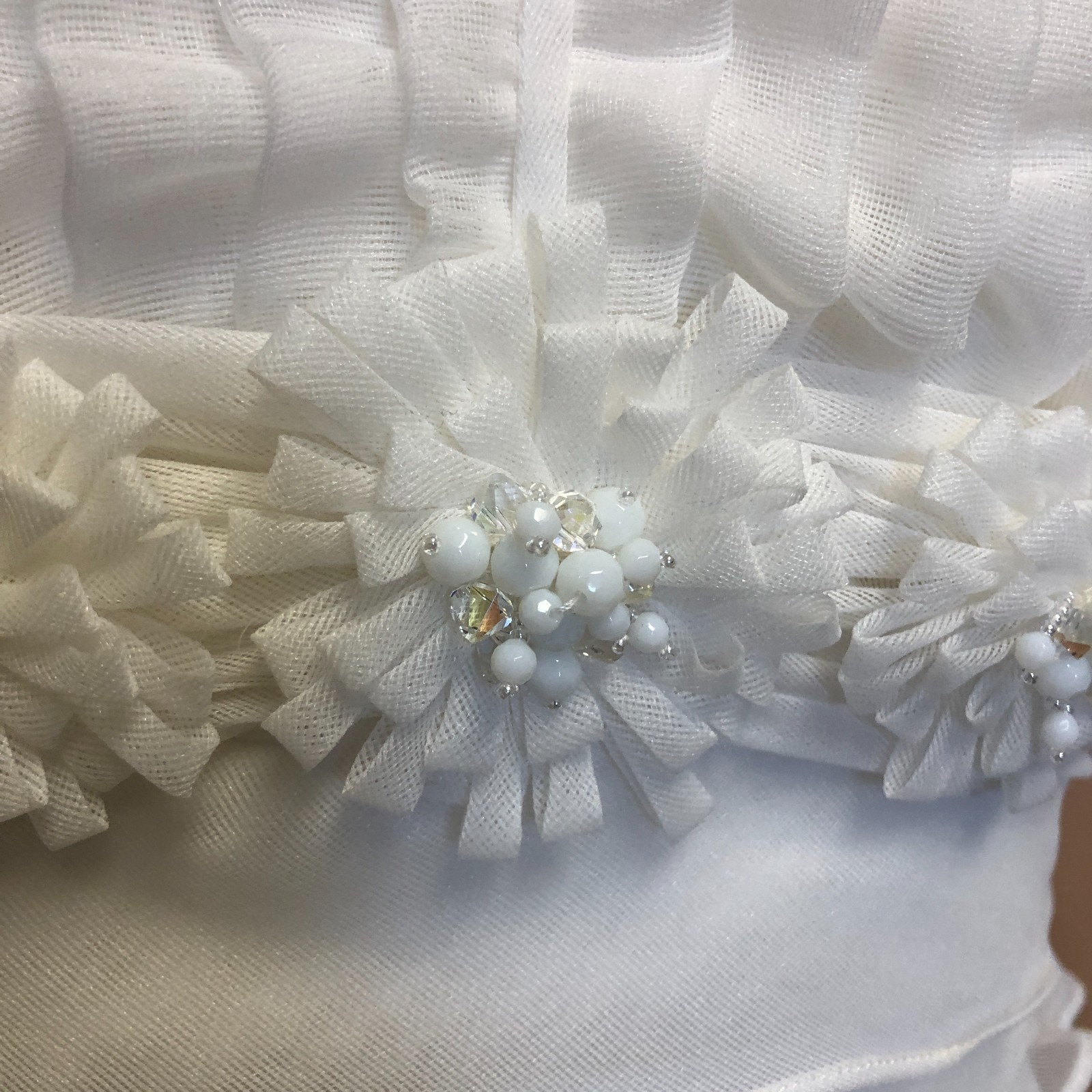 NEW Garza Paris Wedding Gown Sz 10 NWT Taffeta Ruffle Train Off White