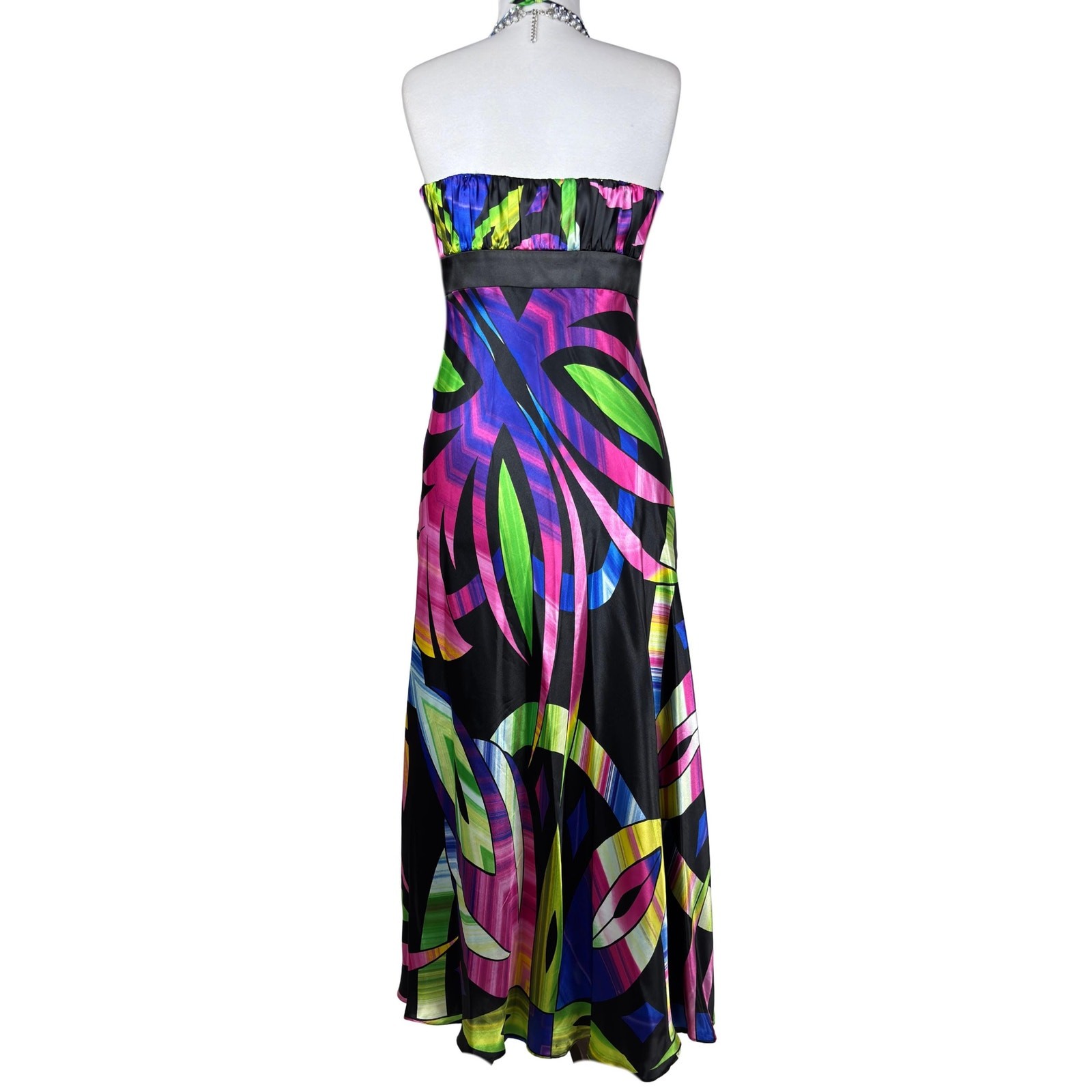 Vintage Y2K Tropical Halter Midi Dress with Sequins and Beads – Boho Resort Wear