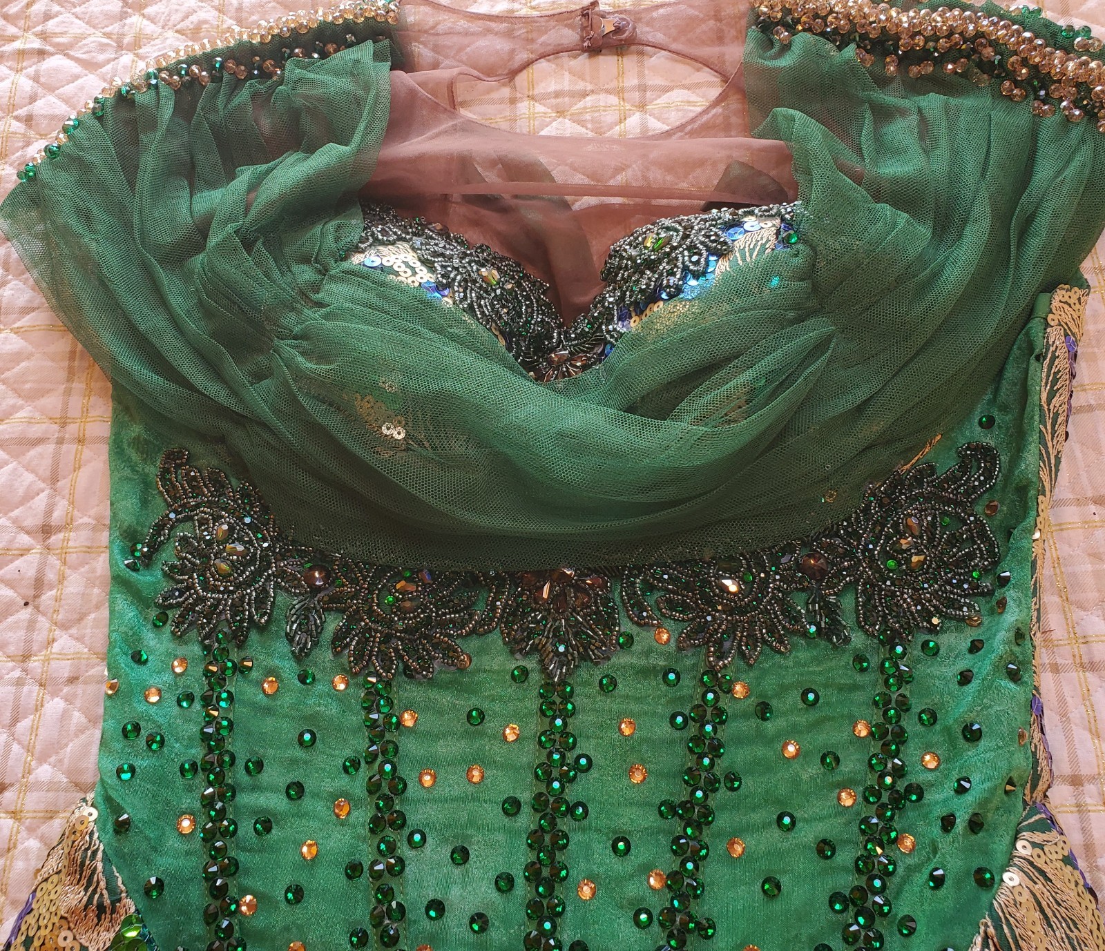 Custom Made Sequined Mermaid Gown with Train Built in Corset