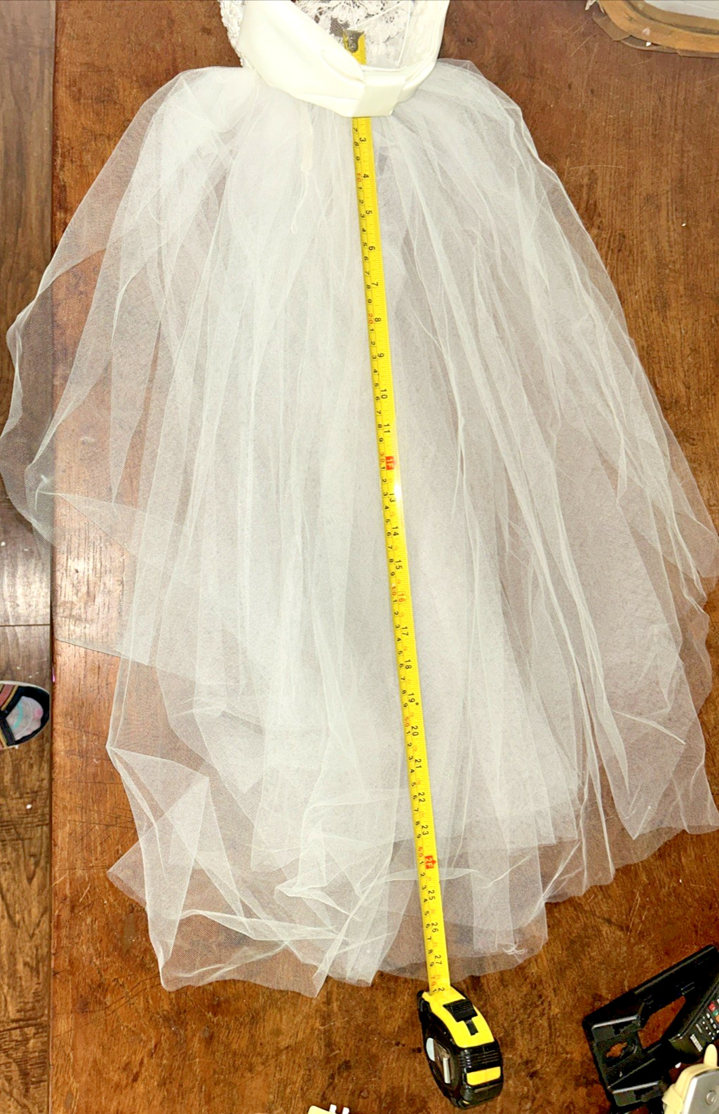Beautiful Vintage Wedding Dress With Veil, train, lace, back buttons and zipper