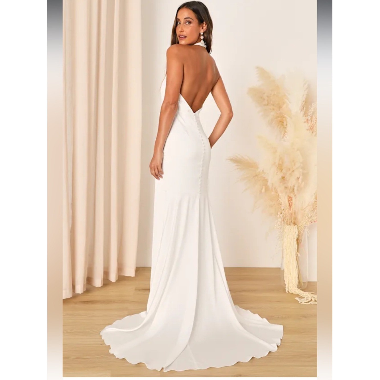 Eternity Together White Satin Halter Mermaid Maxi Dress