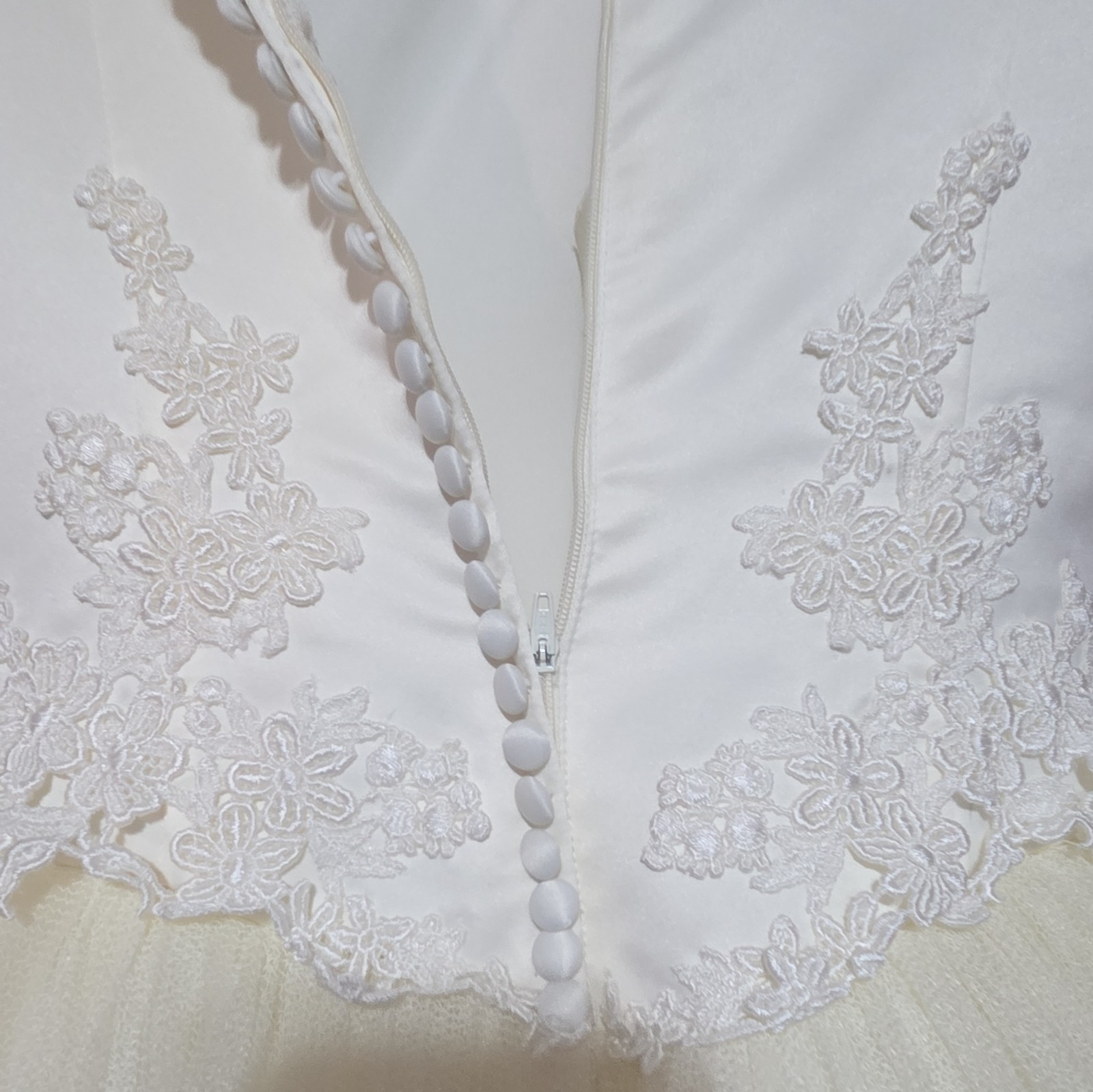 Ivory Sleeveless Scoop Neck Lace Embroidered Tulle Ball Gown Wedding Dress 10