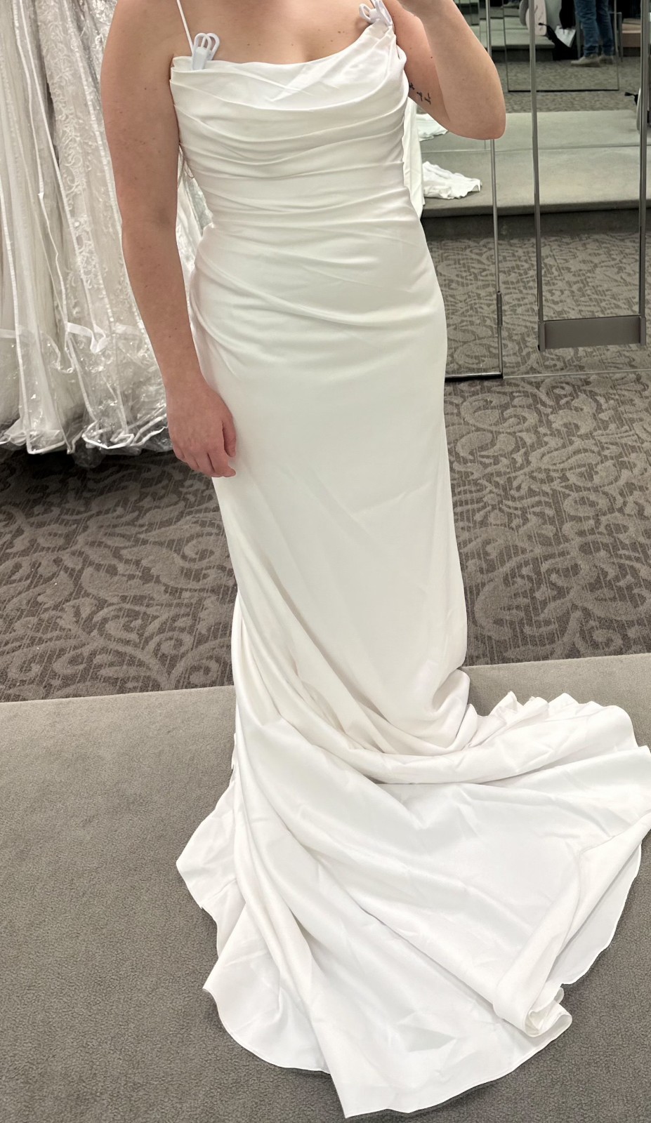 Strapless Draped Mermaid Wedding Dress, size 12 NWT never altered, soft white