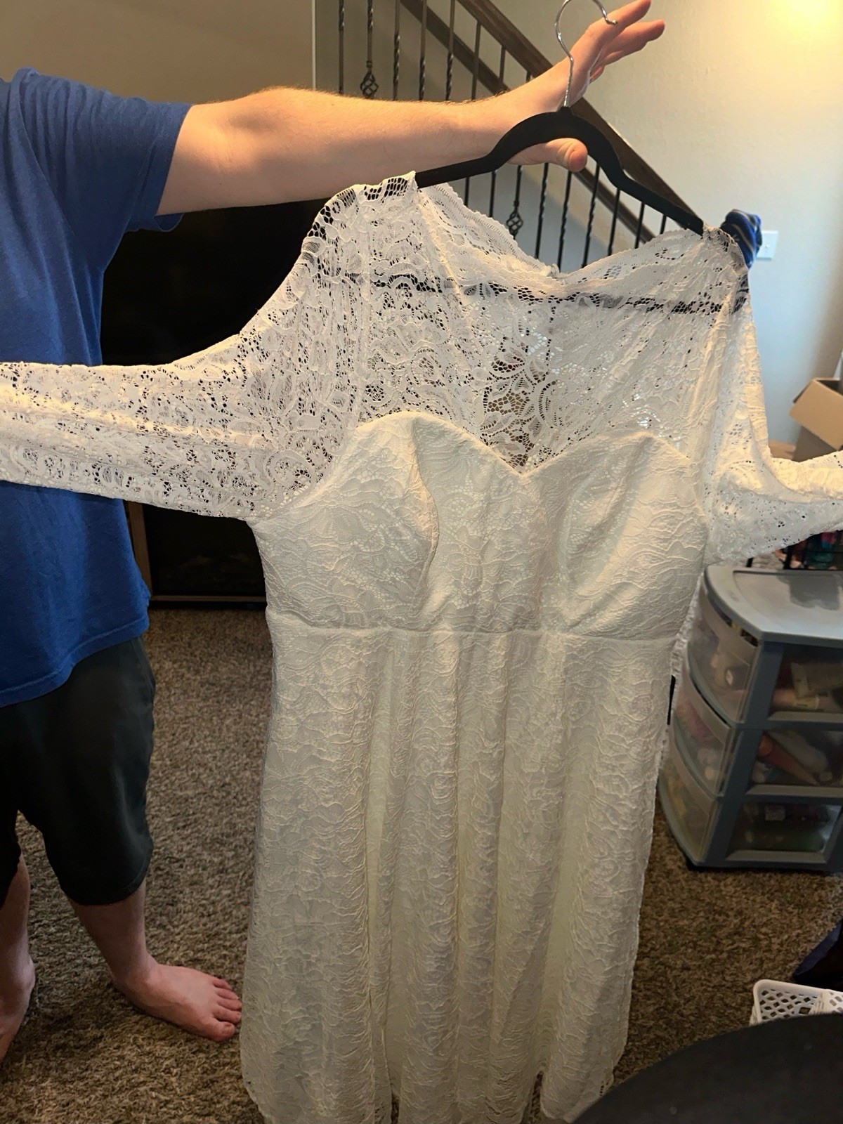 Ivory Lace Tea-Length Wedding Dress