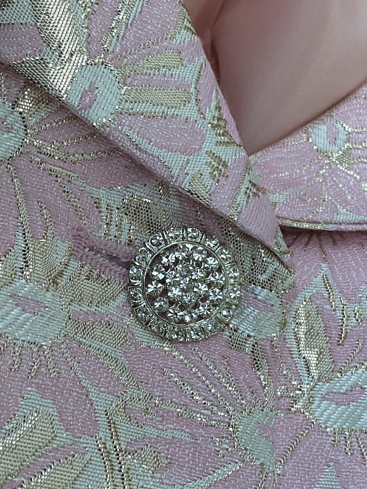John Mayer WOMENS 2pc Suit pink Silver white Rhinestone Buttons Sz-12 NWT