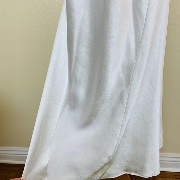 HAH Revolve Give A Midi White Satin Slip Dress Y2K Coquette Nightgown Bridal MED