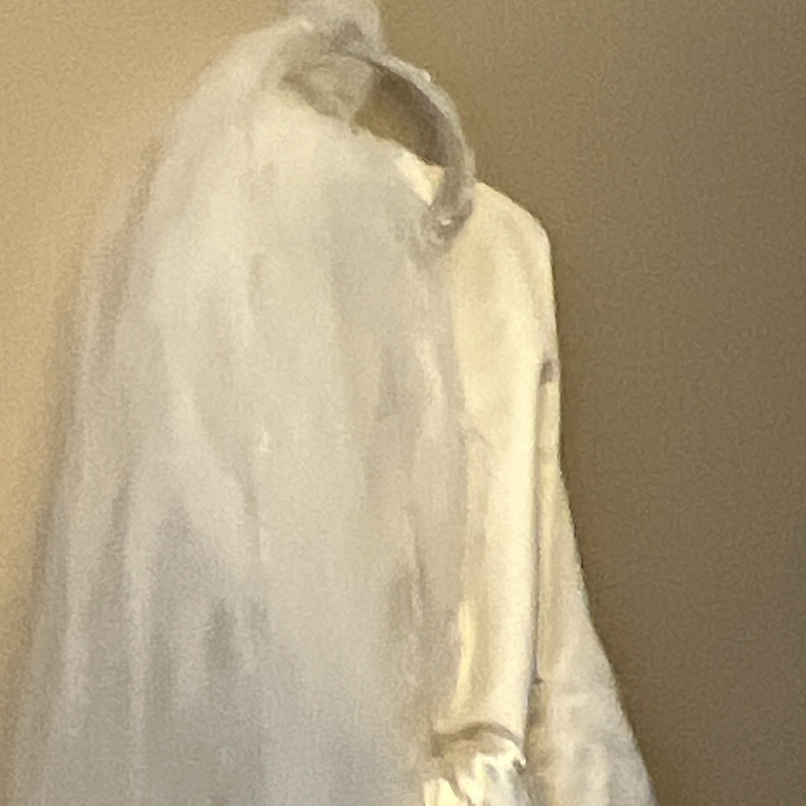 Ivory Beaded High Neck Sleeveless A-Line Full-Length Wedding Dress w/Veil