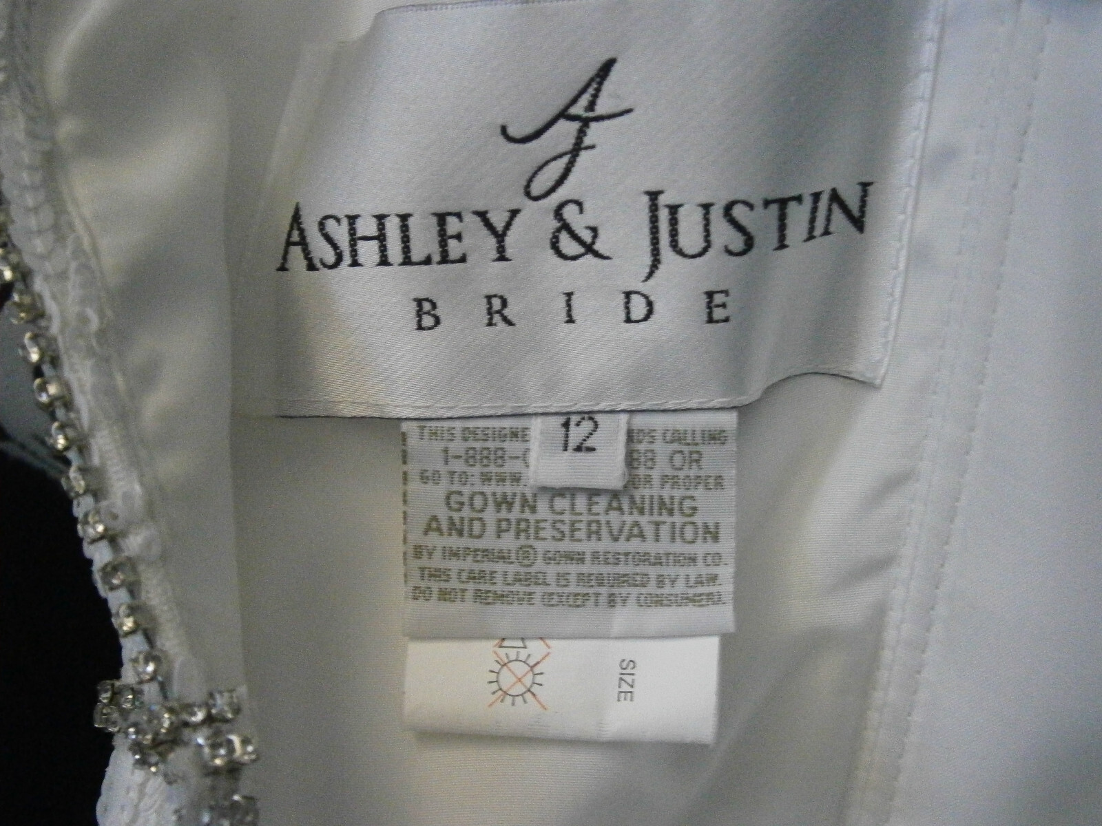 Ashley & Justin Wedding Dress 12 Ivory A-Line Tulle White Sequins Crystals WOW