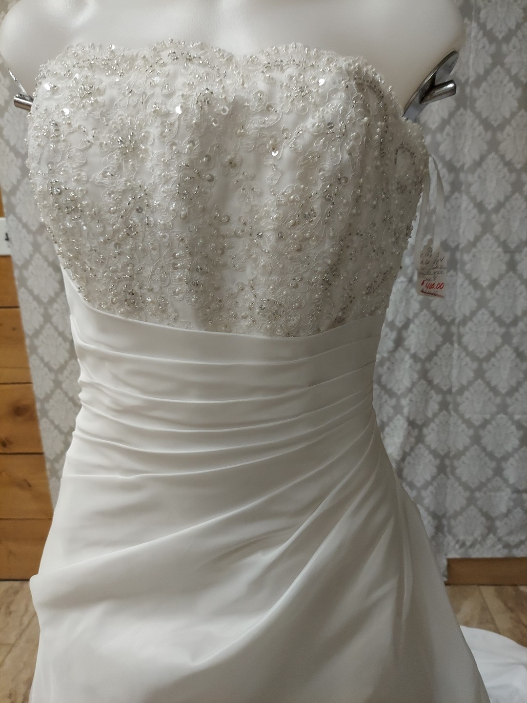 **Edan Bridal Size 8 White Beaded Embroderery Pleated Torso Wedding Dress**