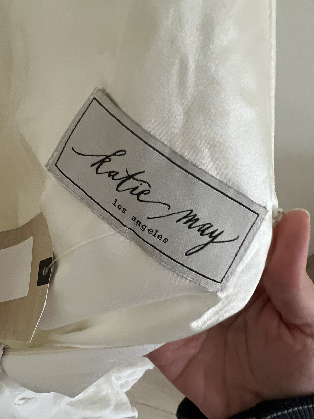 Katie May Mykonos Twist Front Crepe de Chine Mermaid Gown, Ivory Size V NWT