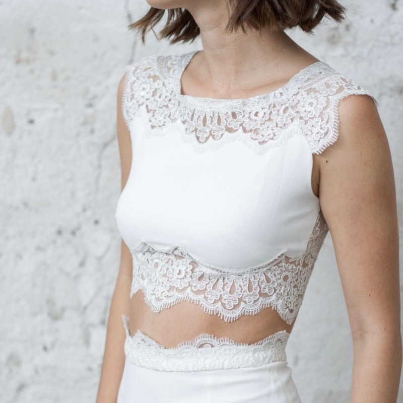 Rime Arodaky Bridal Caplan Lace Crop Top White Women’s 4