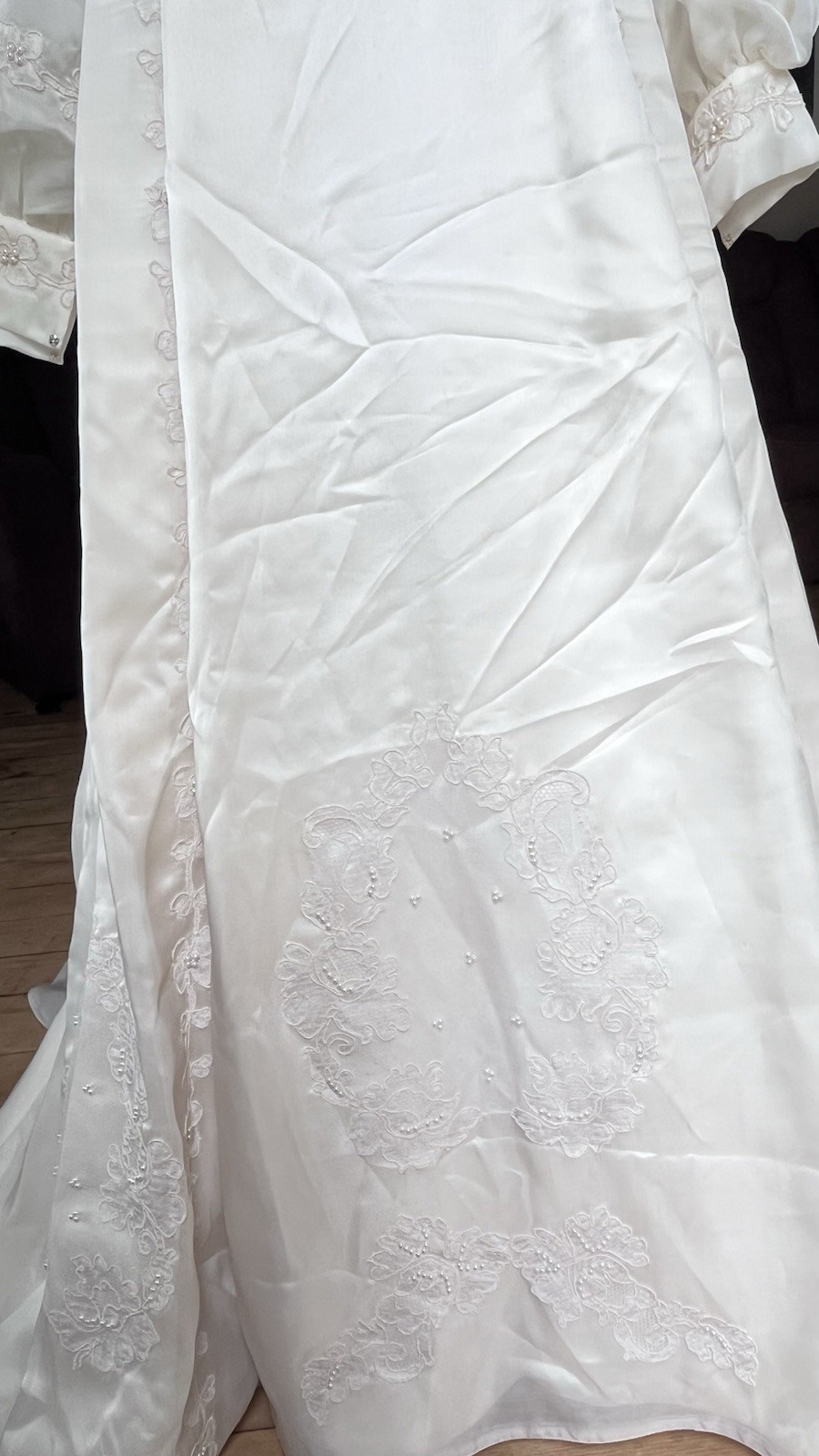 Vintage tan high Neck Long Sleeve Lace Beaded A-Line Wedding Dress Train
