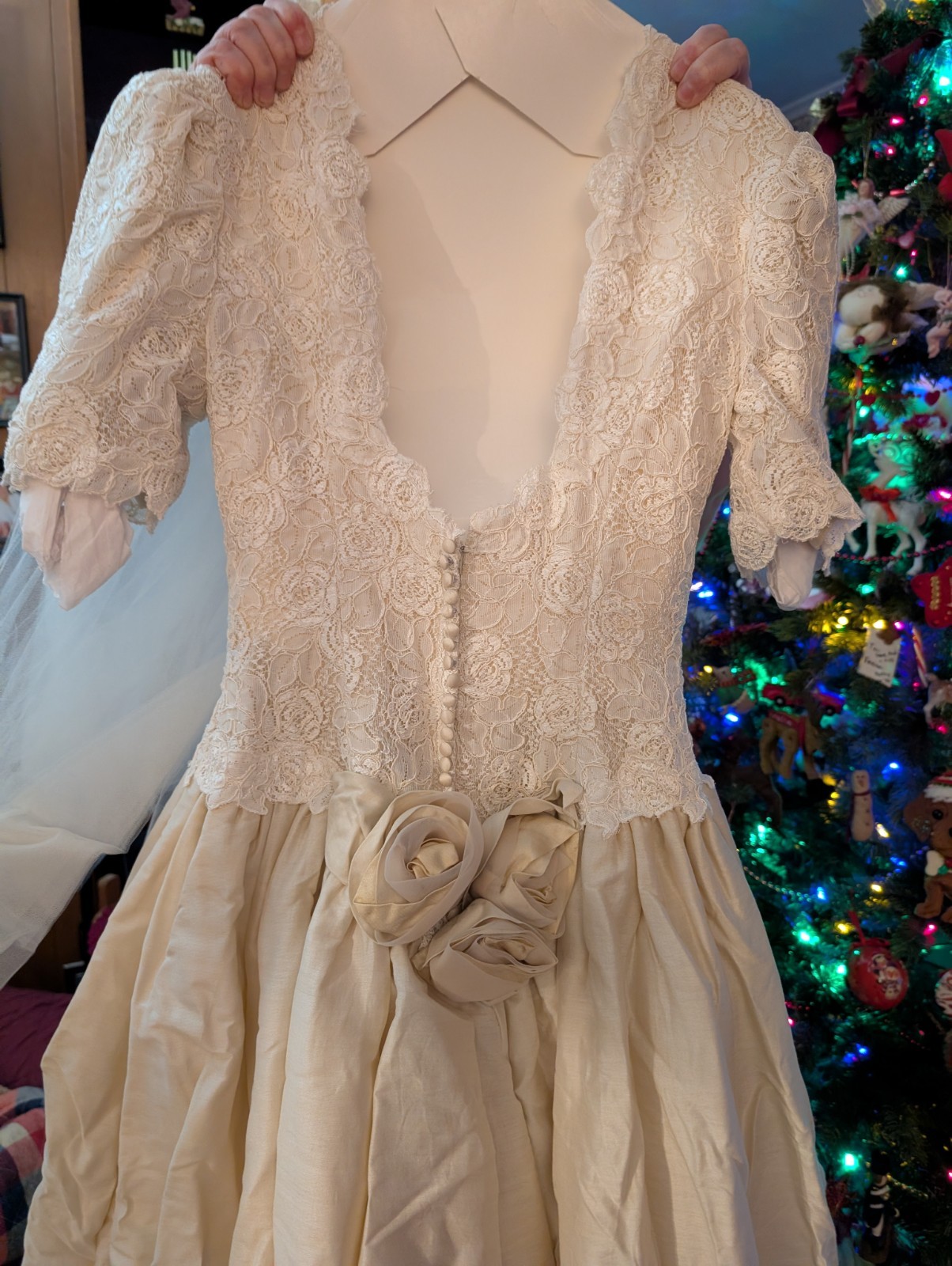 Priscilla Of Boston Designer Wedding Gown And Veil Vintage 90’s $1800