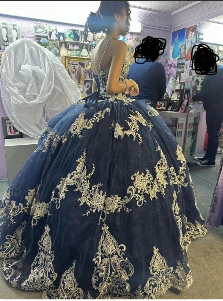 Blue Silver Halter Neck Ball Gown Wedding Dress Tulle Train Corset Lace