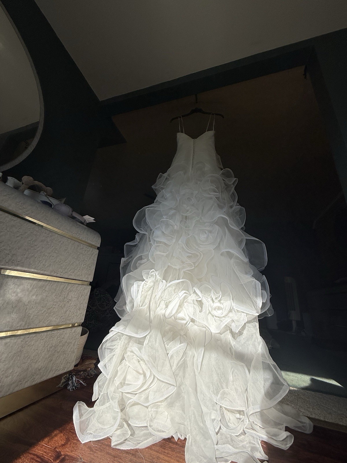 Jasmine Haute Couture Ivory Sweetheart Ball Gown Organza Crystal Ruffle Buttons
