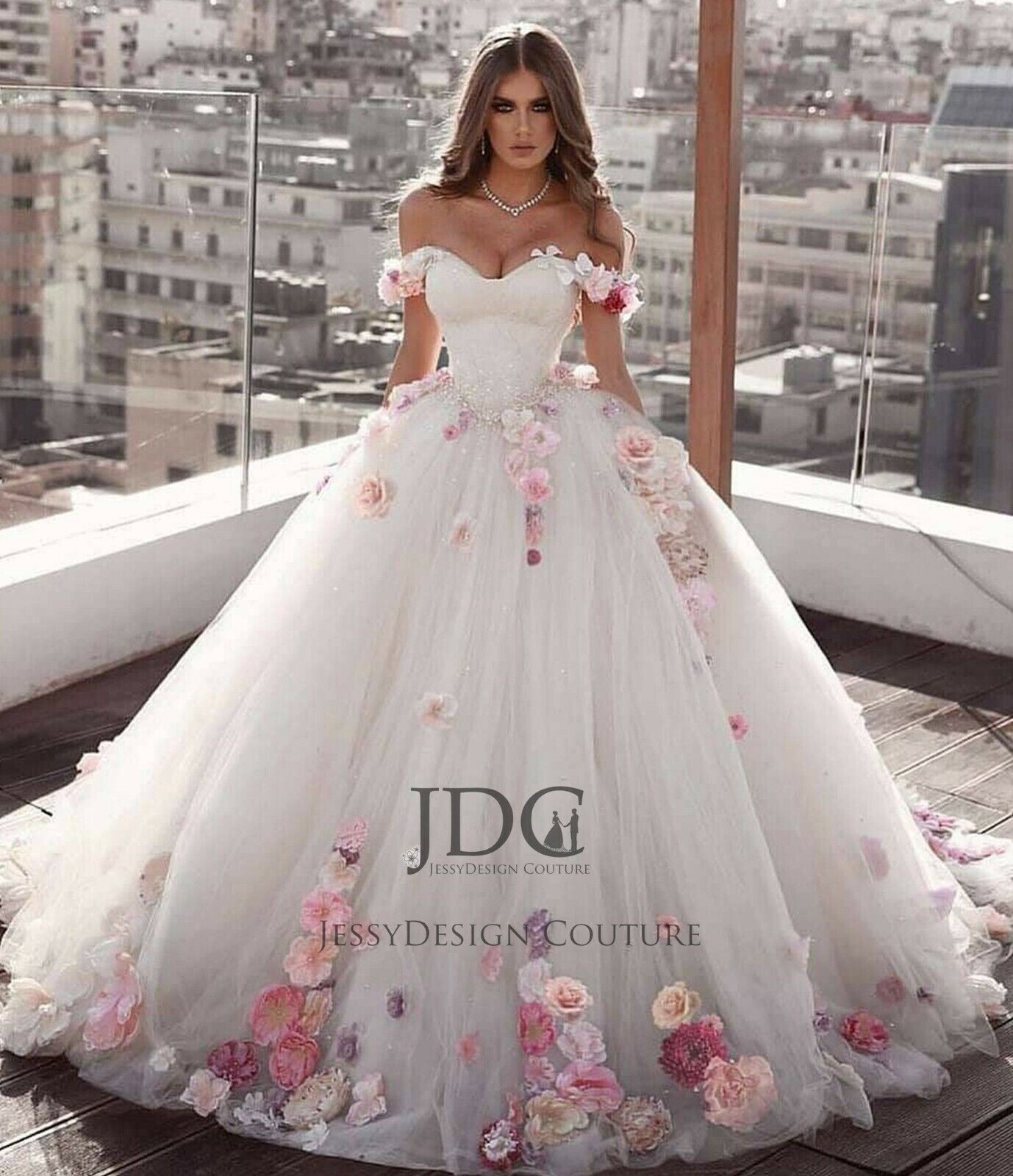 Luxury Glitter Tulle Wedding Dress Bridal Gown Beaded Corset coloful Rosen