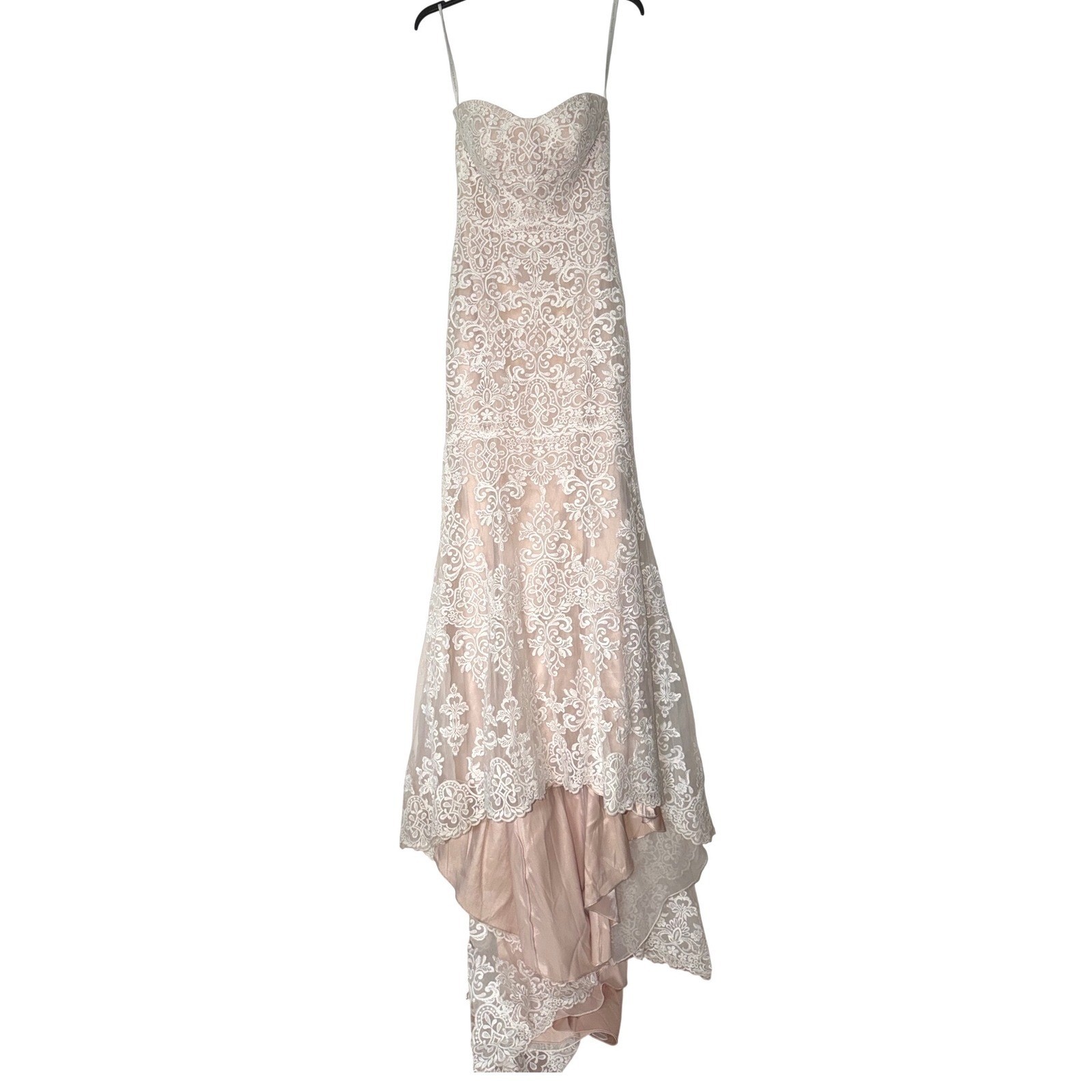 Allure Strapless Lace Mermaid Wedding Gown Ivory Champagne Sweetheart Train 4S