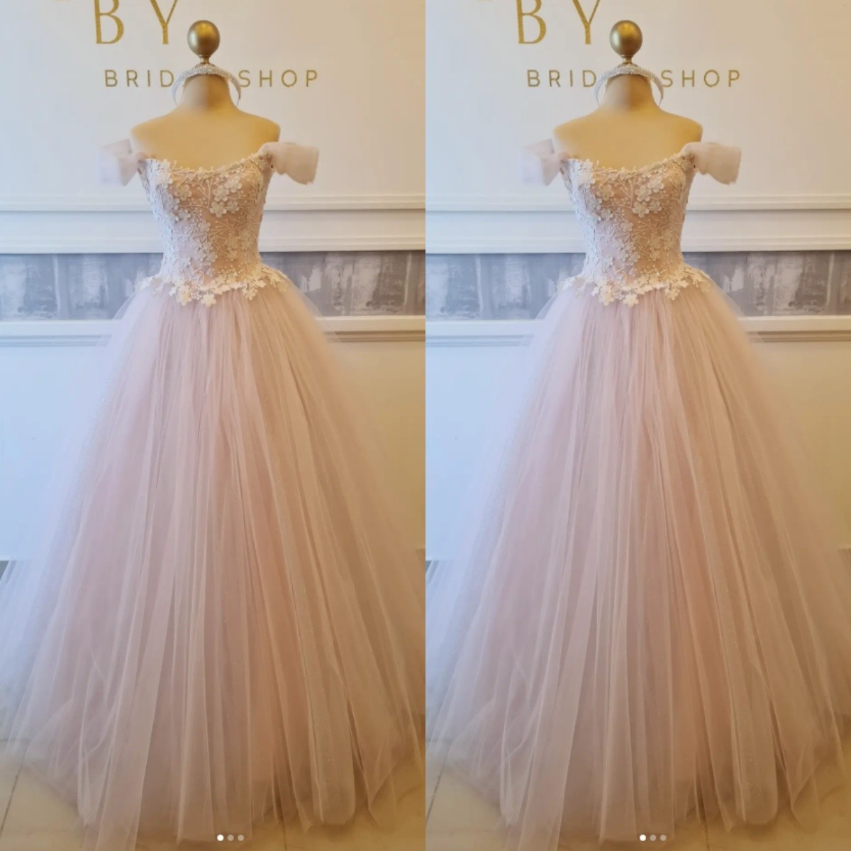 Boho Blush Pink Wedding Dresses Off Shoulder Lace Applique Beach Bridal Gowns