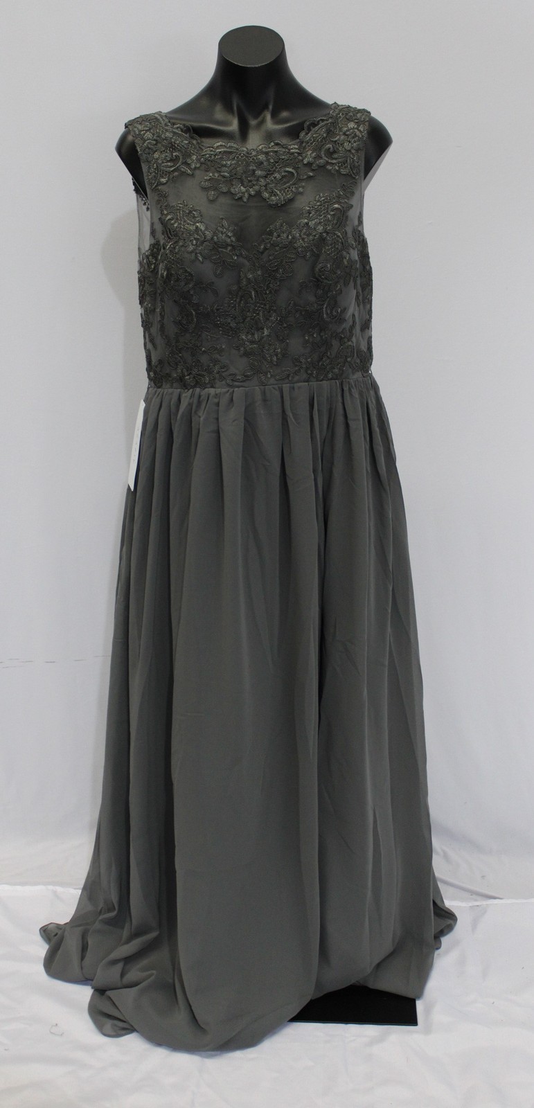 Azazie Women’s Elly Lace Scoop Neck Chiffon Dress AP2 Steel Gray Size: A14 NWT