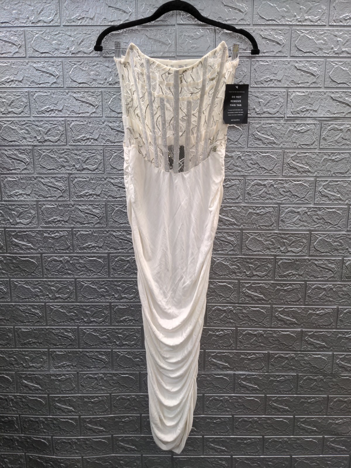 New Retrofete Fae Embellished Wedding Dress White Sz M