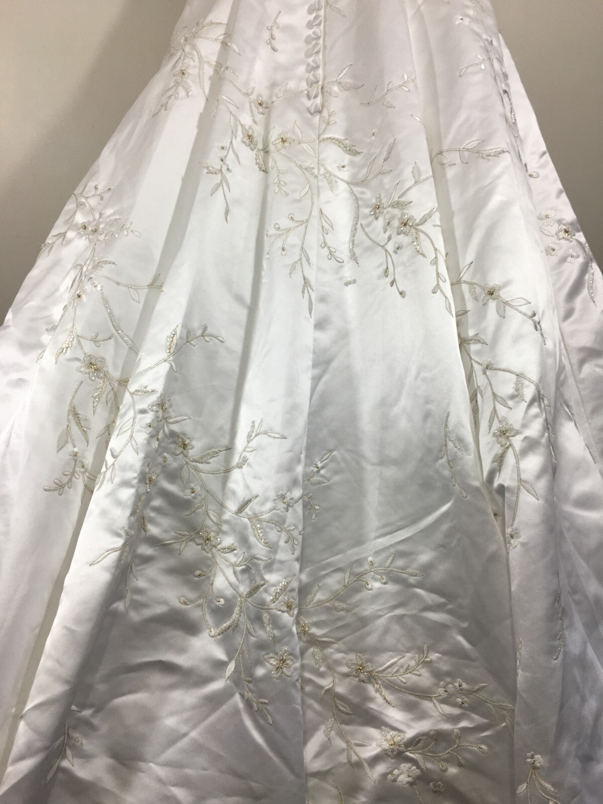 WEDDING DRESS SATIN BEADED BELOW MEASUREMENTS BELOW