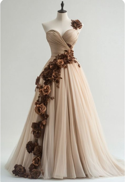 Strapless Lace-up Wedding Dresses Cubic Floral Tulle A-line Floor Length