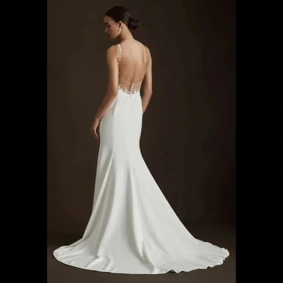 Anthropologie Wtoo by Watters Skylar V-neck Floral A-line Wedding Gown Size 8