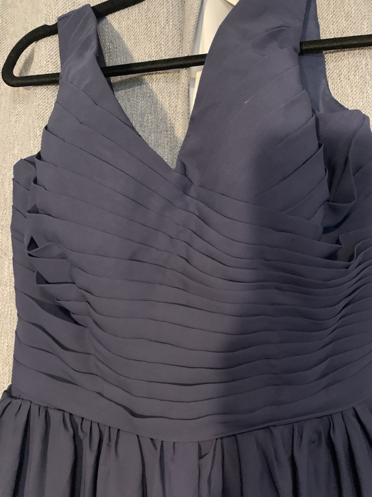 POMUYOO Blue Sleeveless V-Neck Pleated A-Line Chiffon Full-Length Dress 4