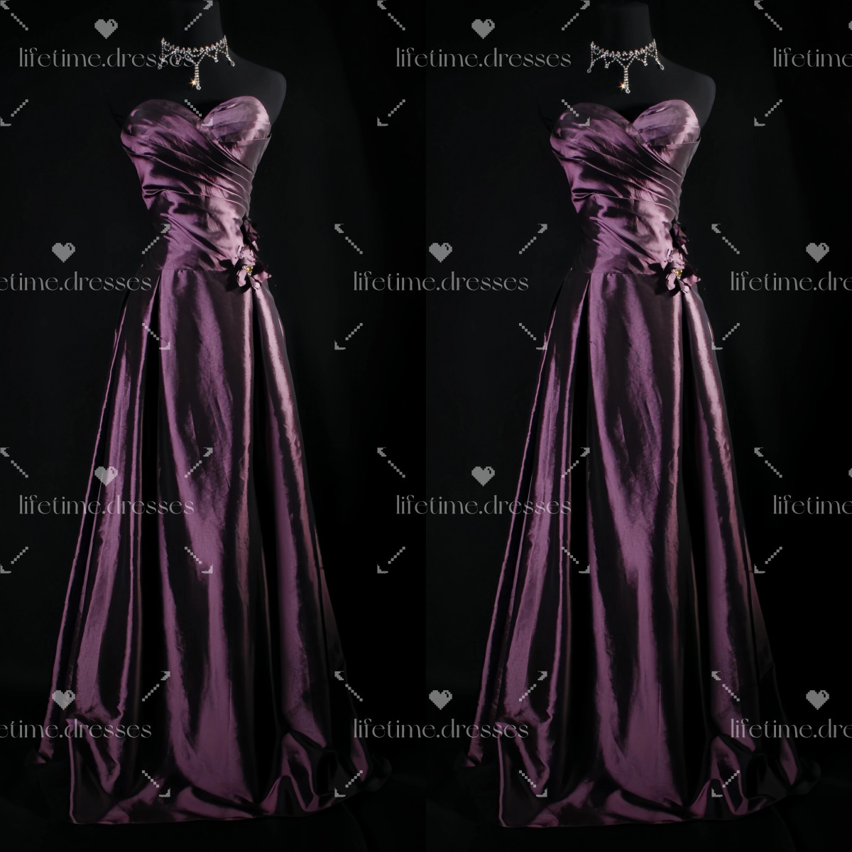 Silk Taffeta Wedding Dresses Vintage Purple Sweetheart Sleeveless Bridal Gowns