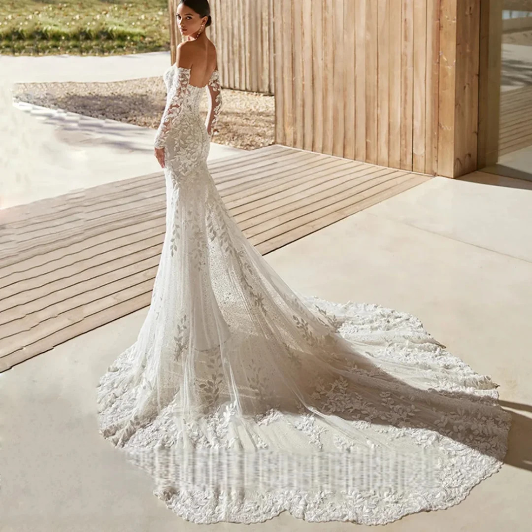 Luxury Lace Mermaid Wedding Dresses Elegant Bridal Gowns Lace Appliques