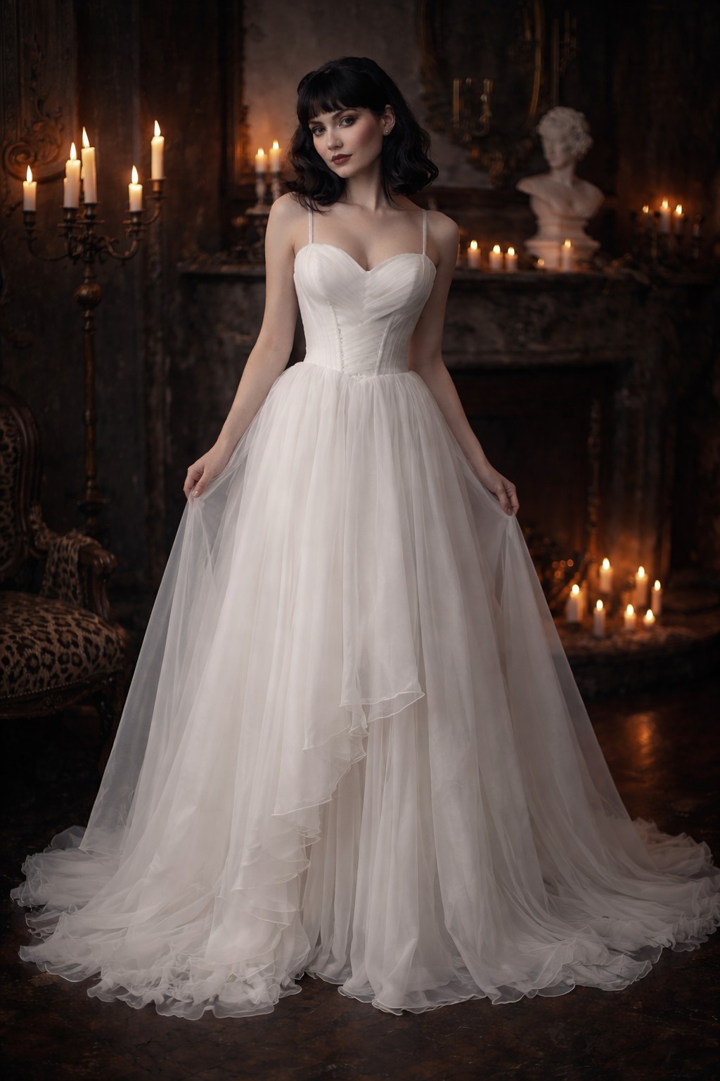 White Tulle Corset Dress XS-S Gothic Romantic Bridal Elopement Ethereal High Low
